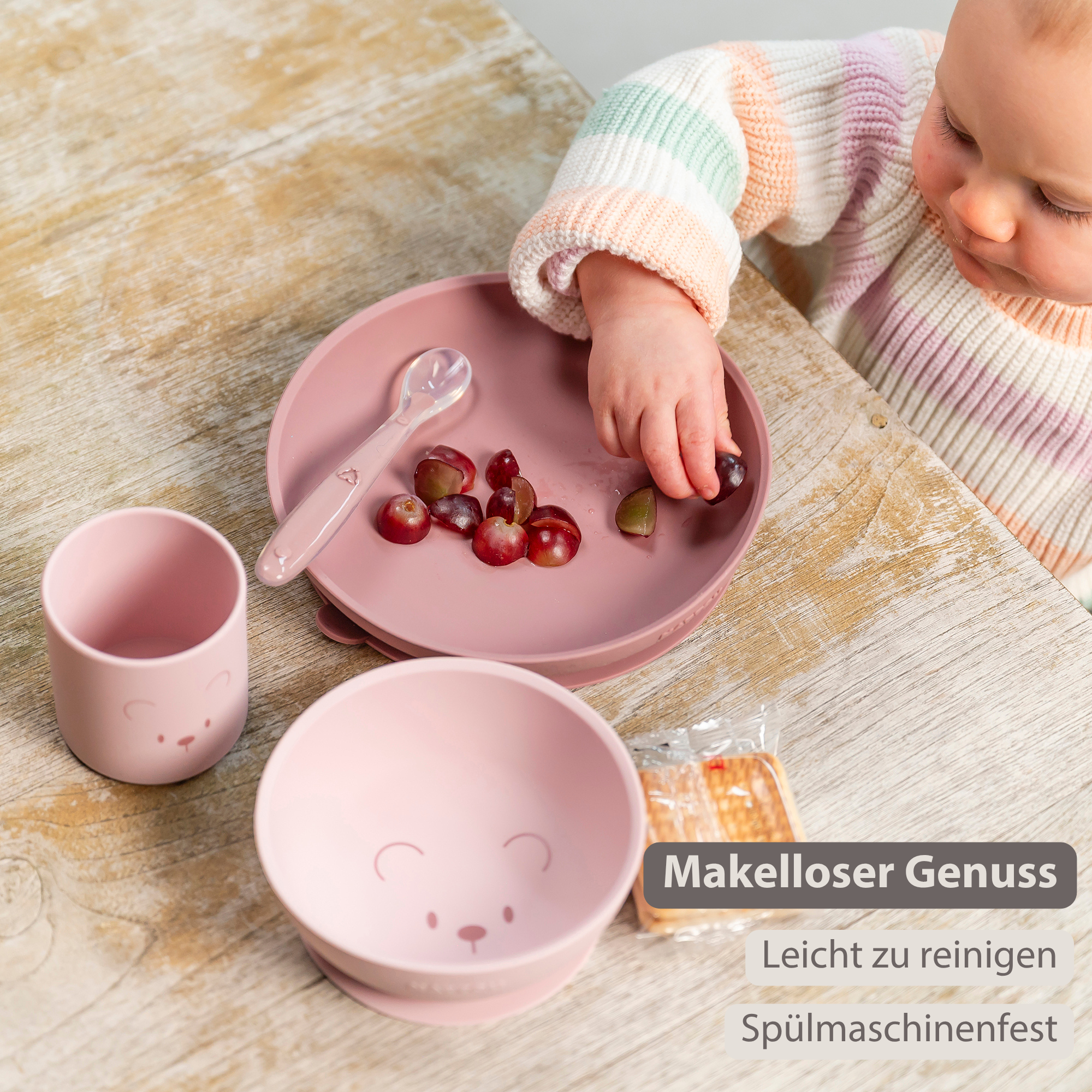 nattou-mealtime-b-r-geschirrset-silikon-4-teilig-rosa image 2