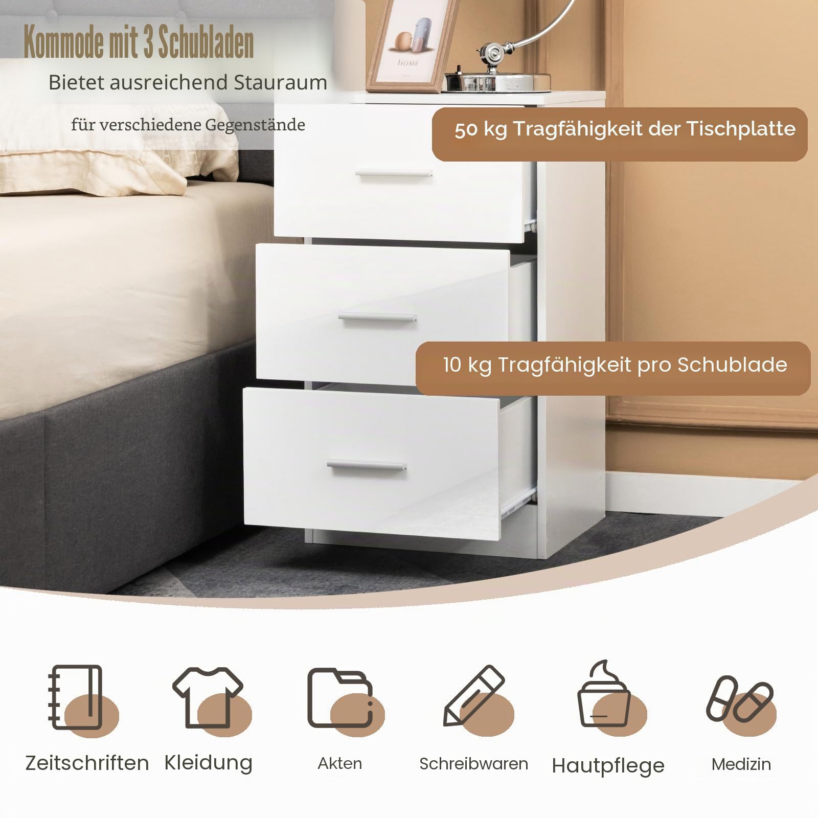 komfotteu-nachttisch-mit-3-schubladen-37x34x66-5-cm-wei image 5