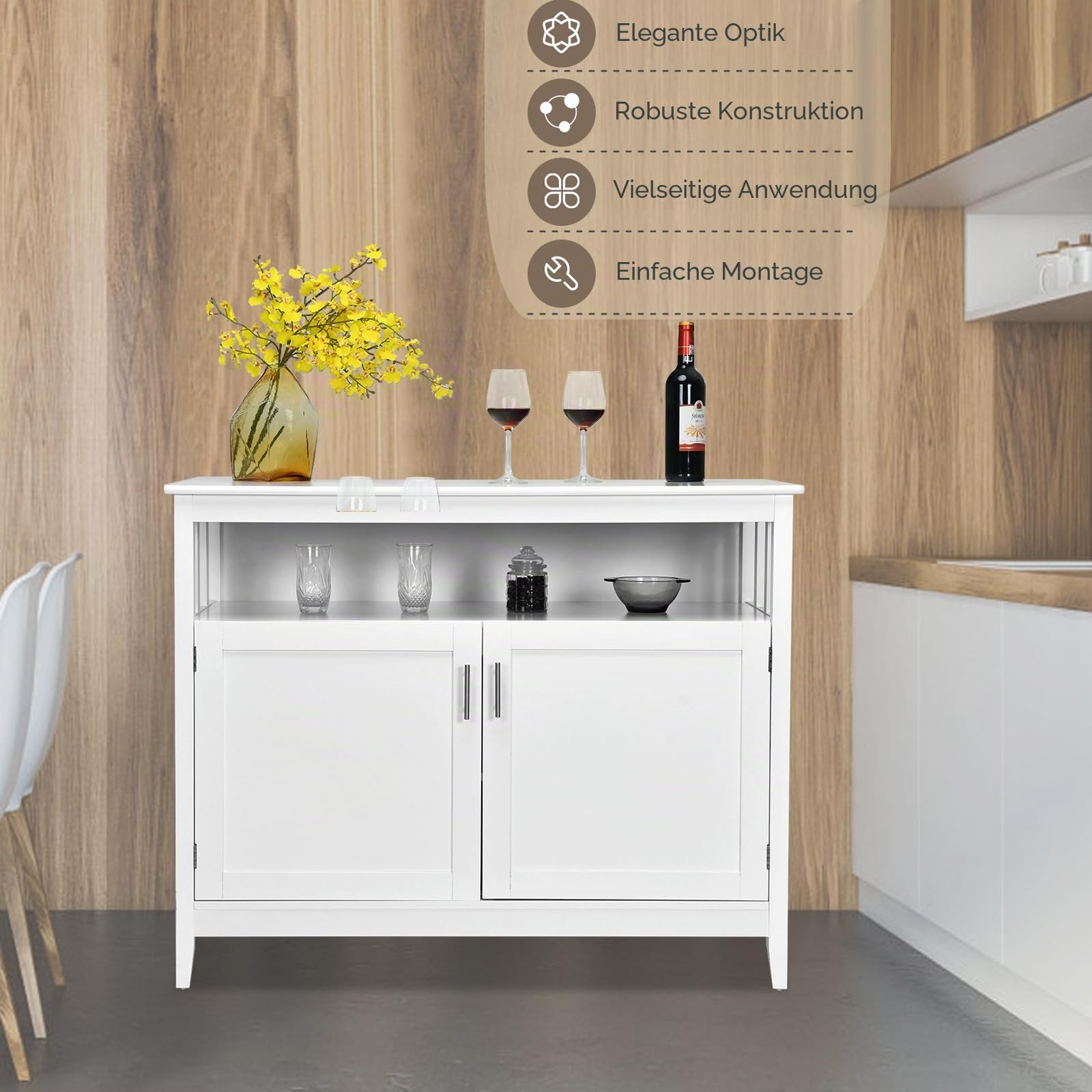 komfotteu-sideboard-kiefernholz-114x51x91-cm-mit-verstellbaren-regalen image 7