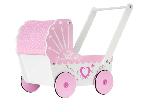 mamabrum-holzpuppenwagen-lauflernwagen-set-retro-rosa-47-x-26-5-x-40-cm image 1