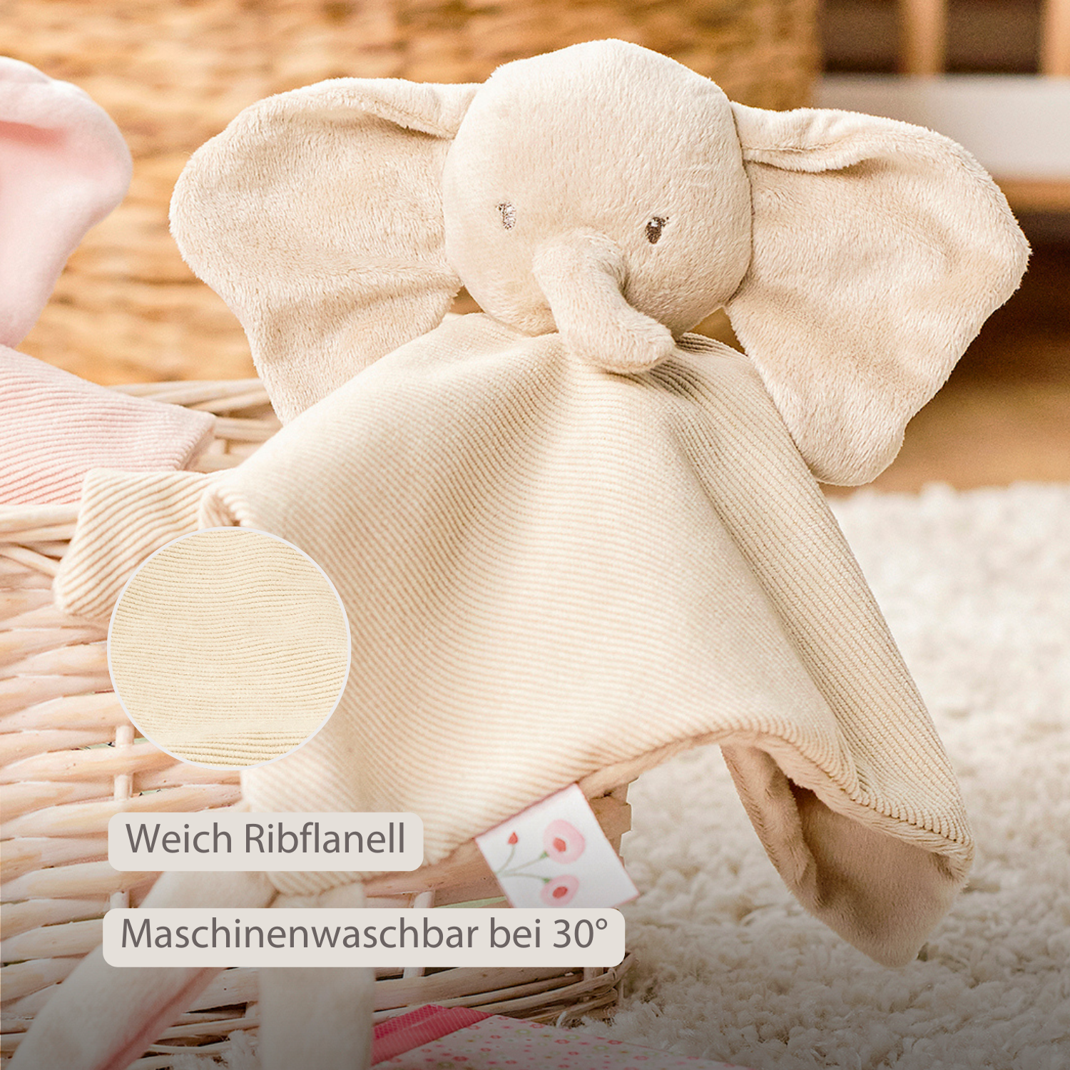 nattou-fanfan-baby-kuscheldecke-doudou-elefant-27-x-27-cm-sand image 4