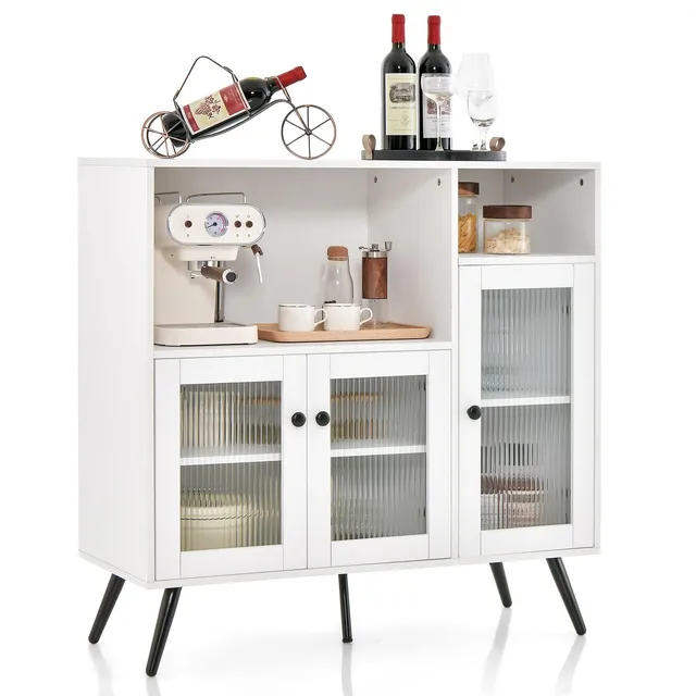 komfotteu-buffet-sideboard-wei-100x39-5x100-cm-mit-3-glast-ren image 1