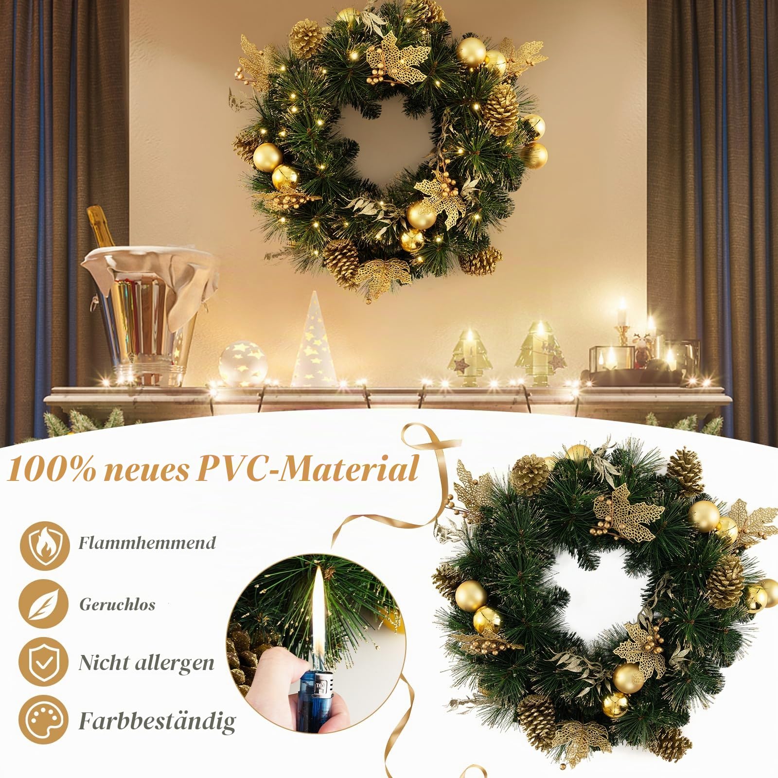 komfotteu-weihnachtsgirlande-60-cm-mit-35-leds-k-nstliche-tannengirlande-mit-gol image 4