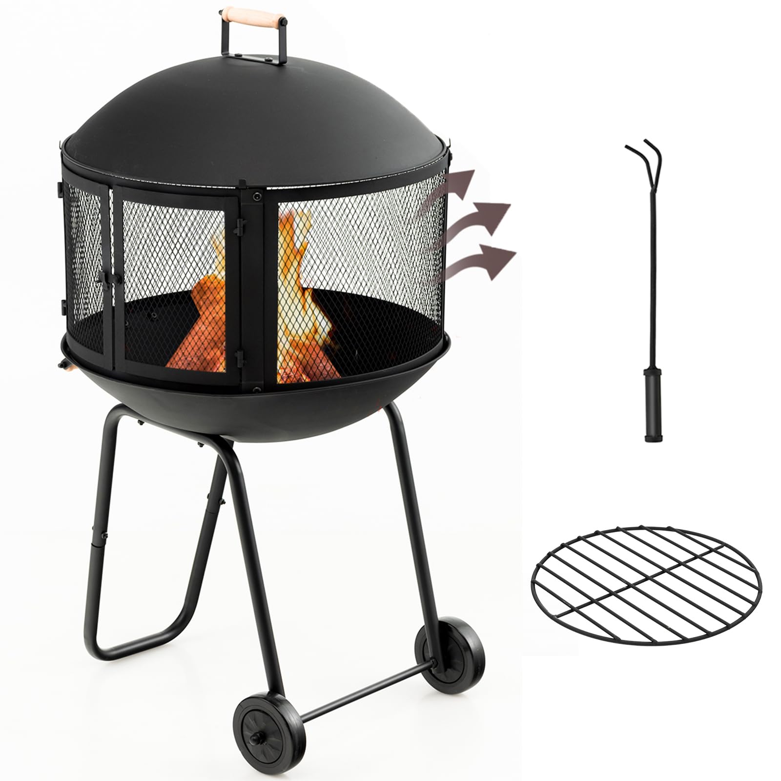 komfotteu-feuerstelle-sph-risch-mit-rollen-griff-schwarz-56-x-108-cm-mit-sch-rha image 1