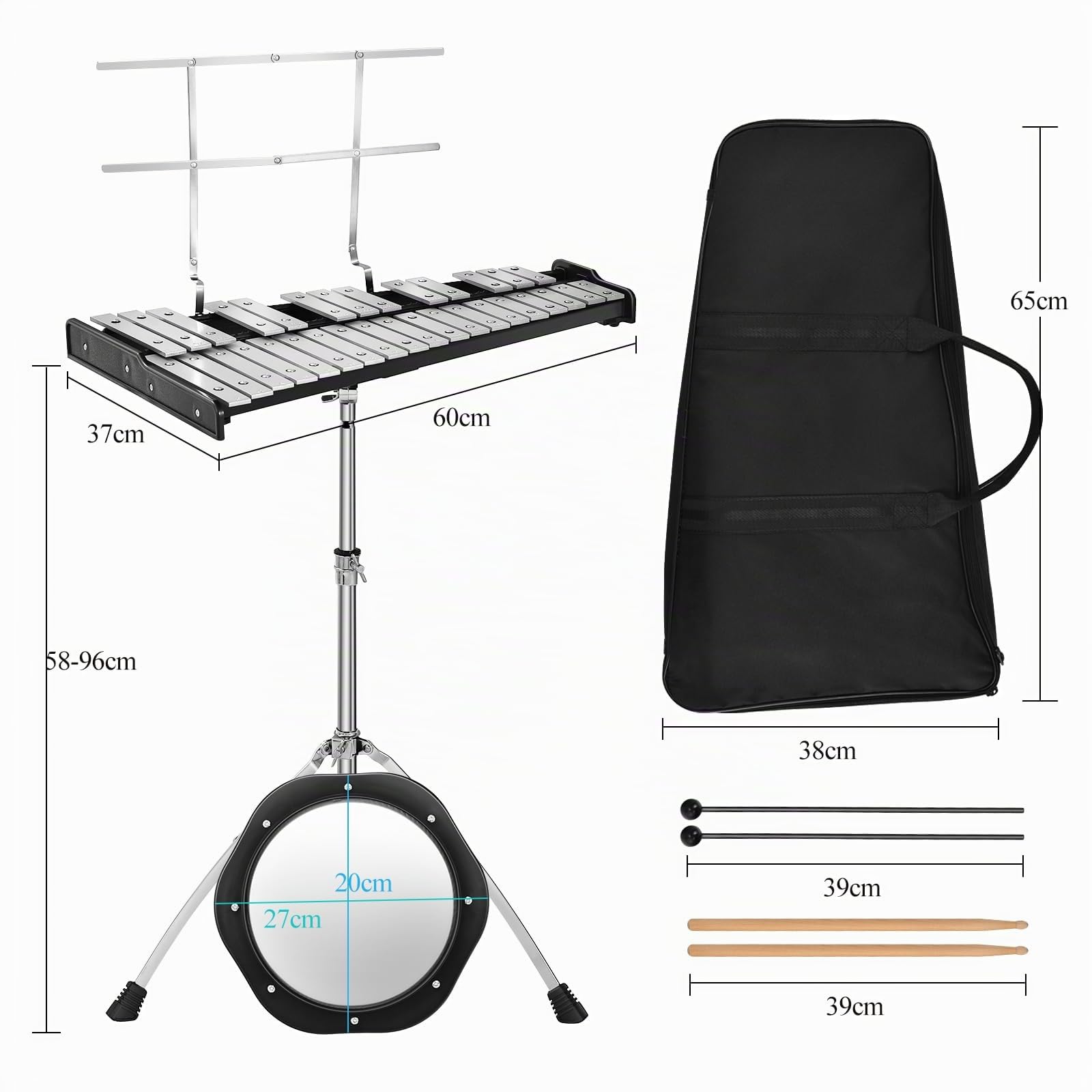 komfotteu-glockenspiel-set-32-noten-xylophon-mit-st-nder image 7