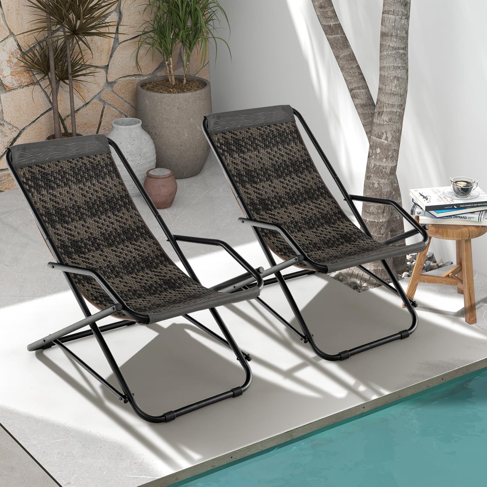 komfotteu-klappbare-rattan-strand-schaukelliege-106-x-65-x-79-cm-grau image 7
