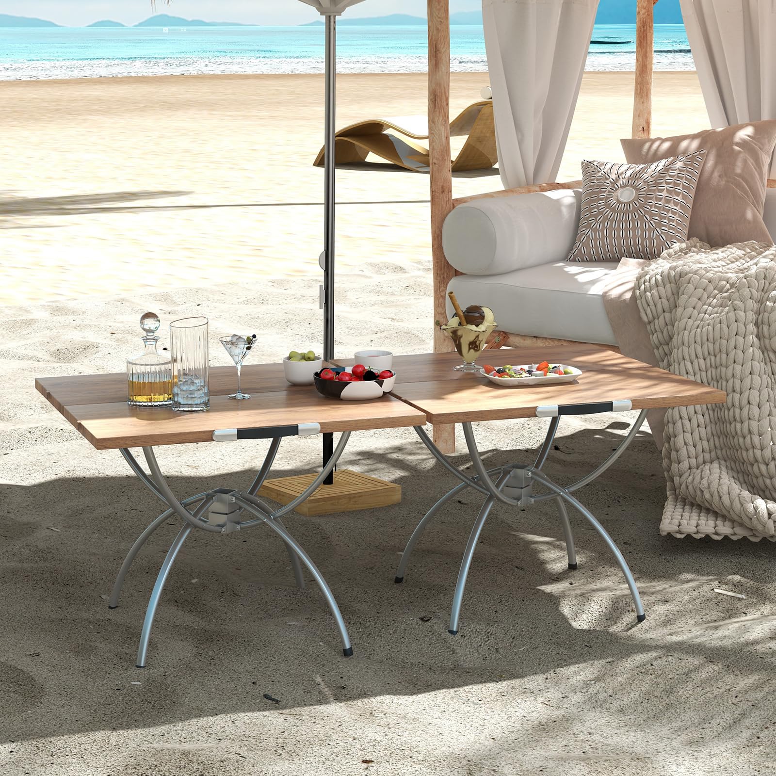 komfotteu-campingtisch-2-in-1-ausziehbar-120x60-cm-alu-holz image 2