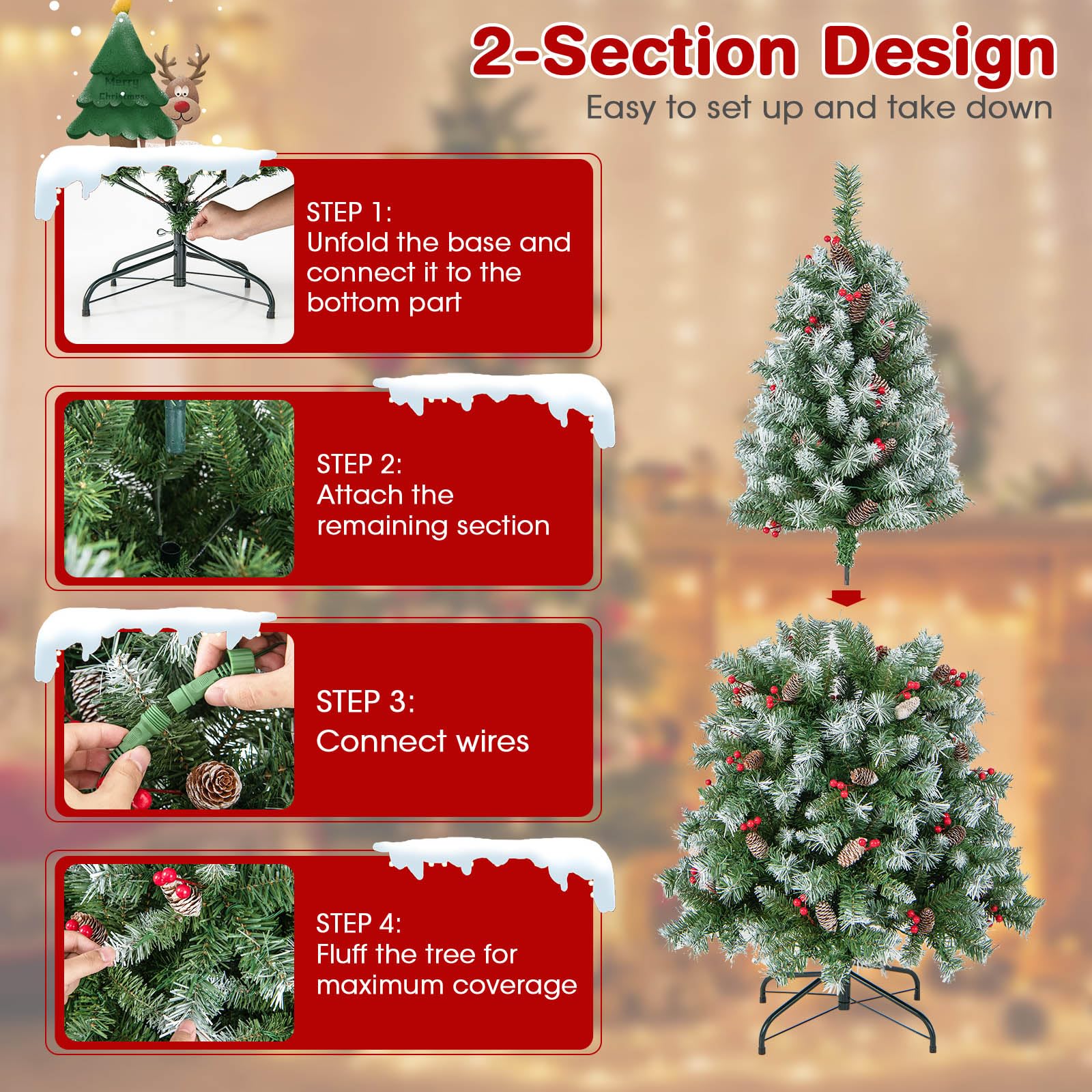 komfotteu-k-nstlicher-weihnachtsbaum-150-cm-mit-200-led-lichtern-und-8-modi image 5