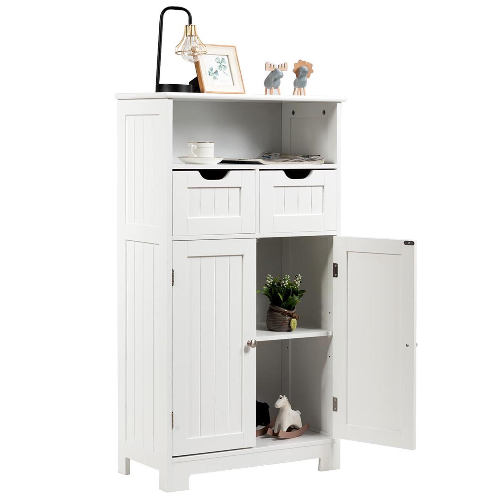 komfotteu-badezimmerschrank-standschrank-60x30x109cm-wei-2-schubladen image 1