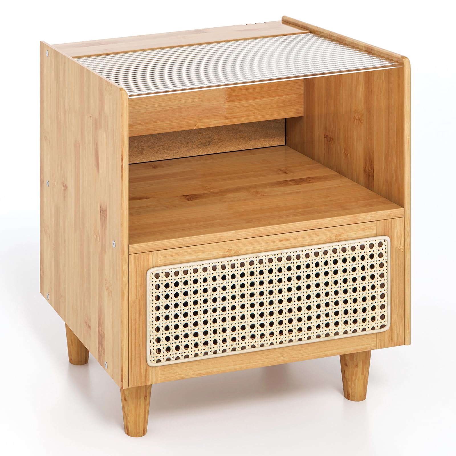 komfotteu-nachttisch-rattan-bambus-mit-schublade-glasplatte-43x35x50-cm-natur image 8