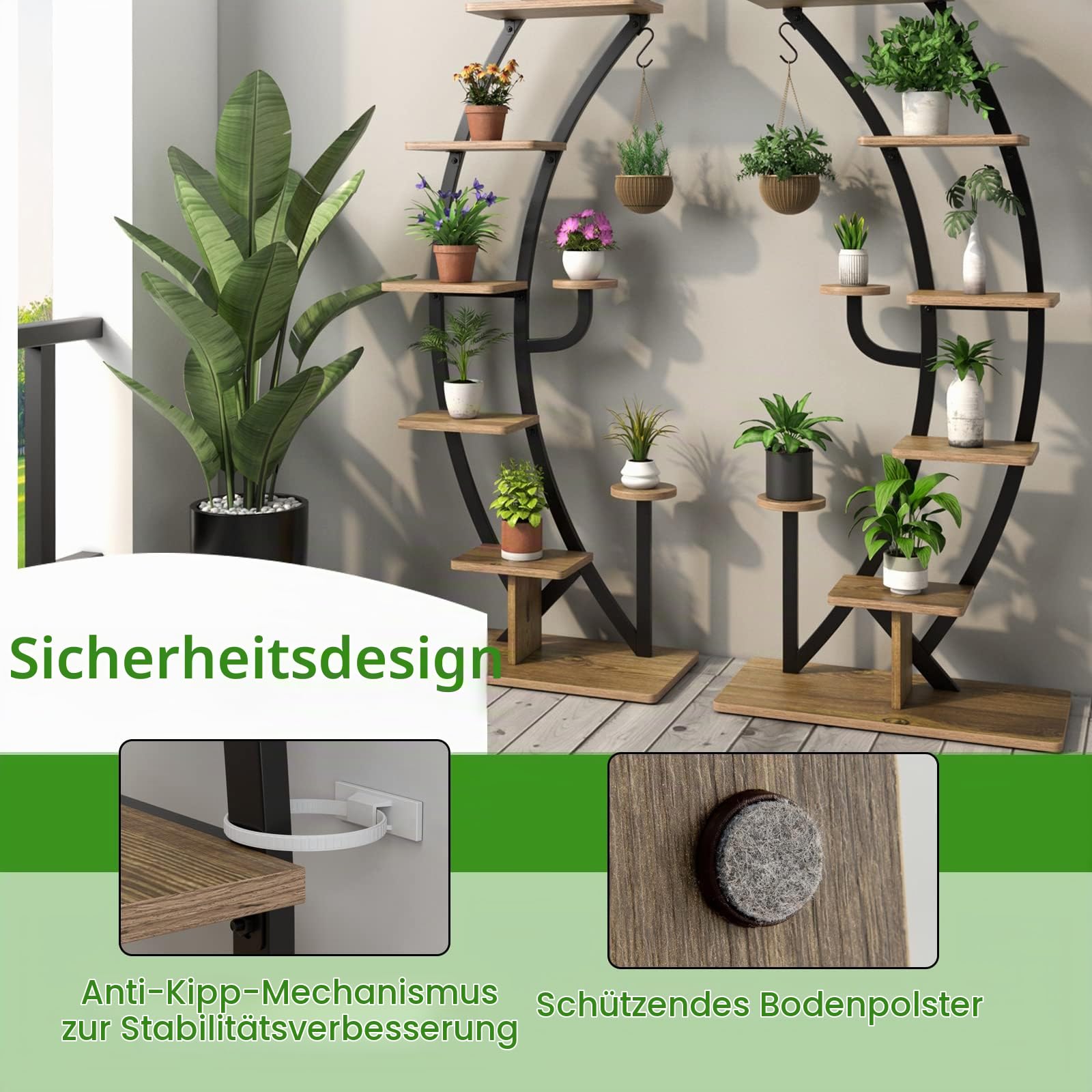 komfotteu-pflanzenst-nder-5-stufig-metall-mit-7-ablagen-und-haken-schwarz-2-st-c image 3
