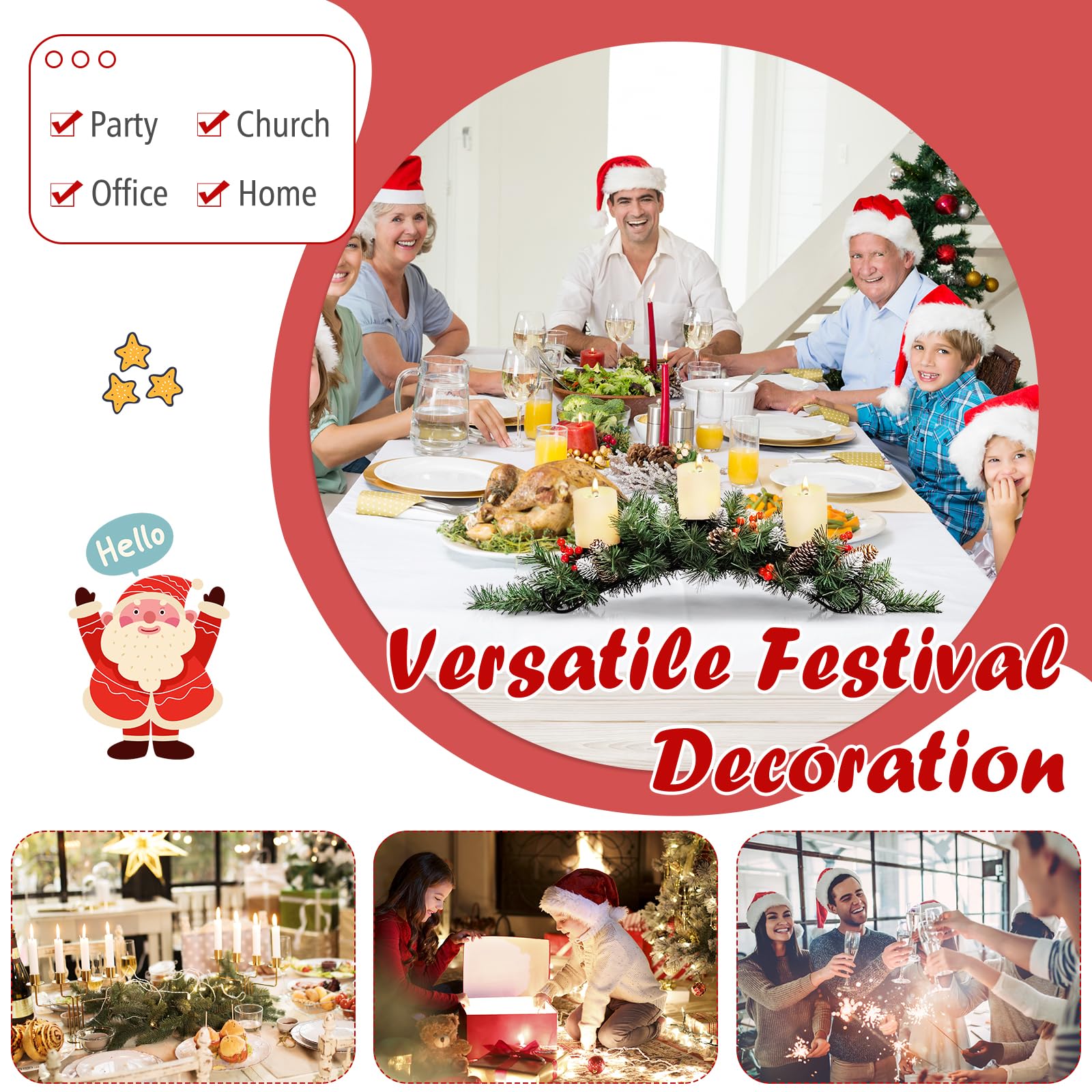 komfotteu-weihnachtskranz-adventskranz-mit-3-kerzenhaltern-beeren-tannenzapfen image 7