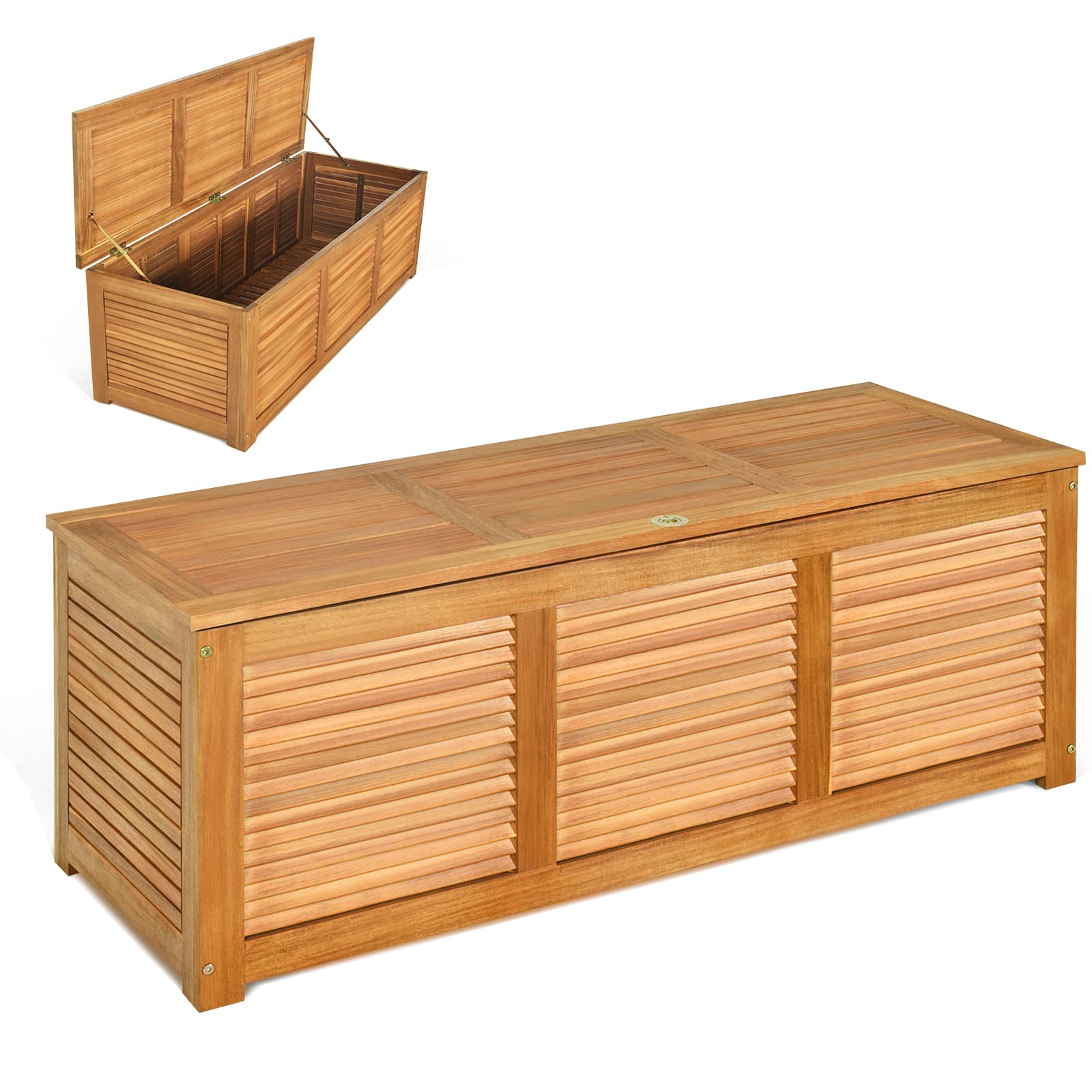 komfotteu-aufbewahrungsbox-holz-gartentruhe-178-liter-120x45x45cm-natur image 1