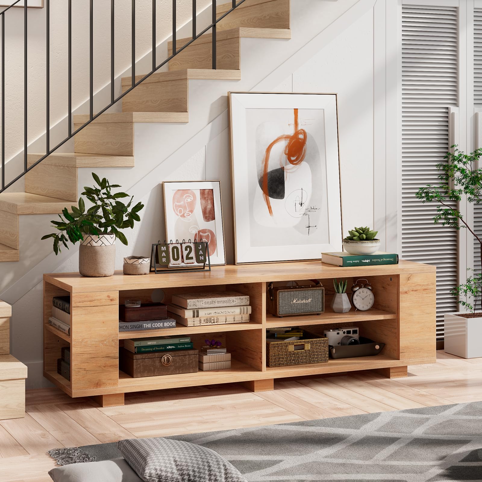 komfotteu-tv-schrank-bis-65-zoll-lowboard-150x39x45-cm-nat-rlich-mit-4-f-chern image 7