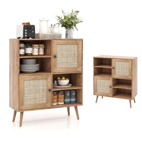 komfotteu-sideboard-rattan-80x29-5x97-cm-anrichte-beistellschrank-mit-t-ren image 8