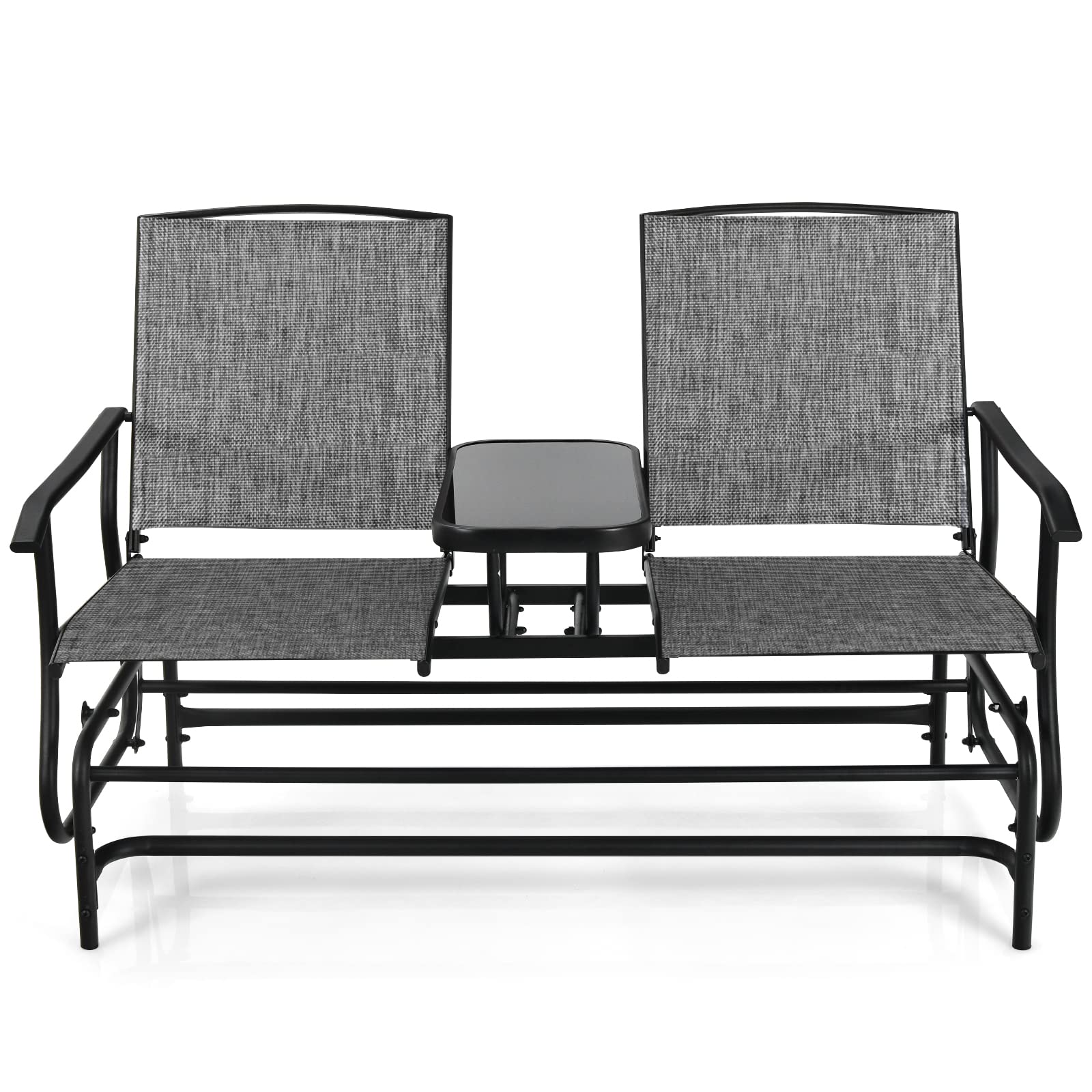 komfotteu-schaukelbank-2-sitzer-mit-tisch-grau-gartenschaukel-bis-240-kg image 7