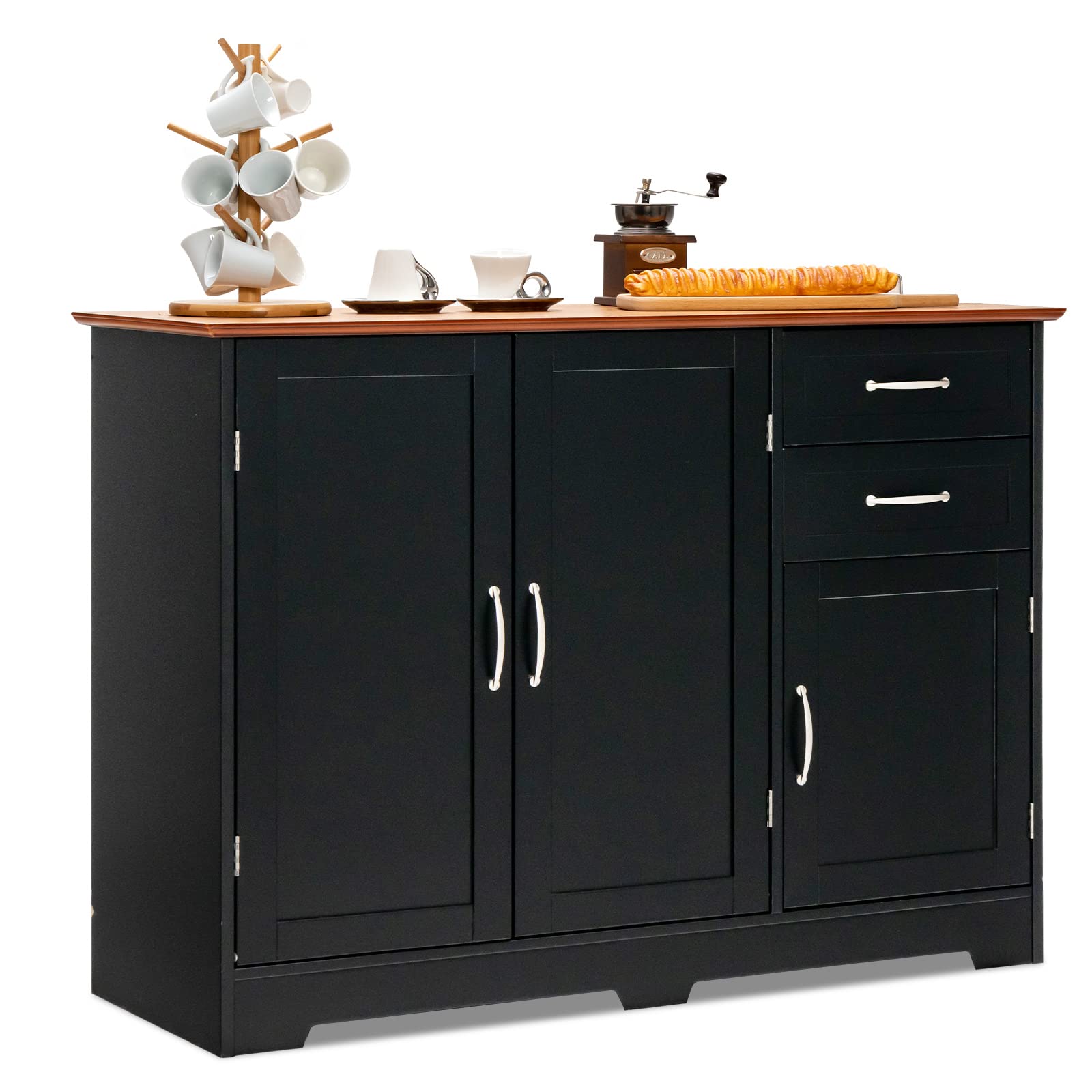 komfotteu-k-chenschrank-buffetschrank-sideboard-100x40x78cm-wei-mit-2-schubladen image 8
