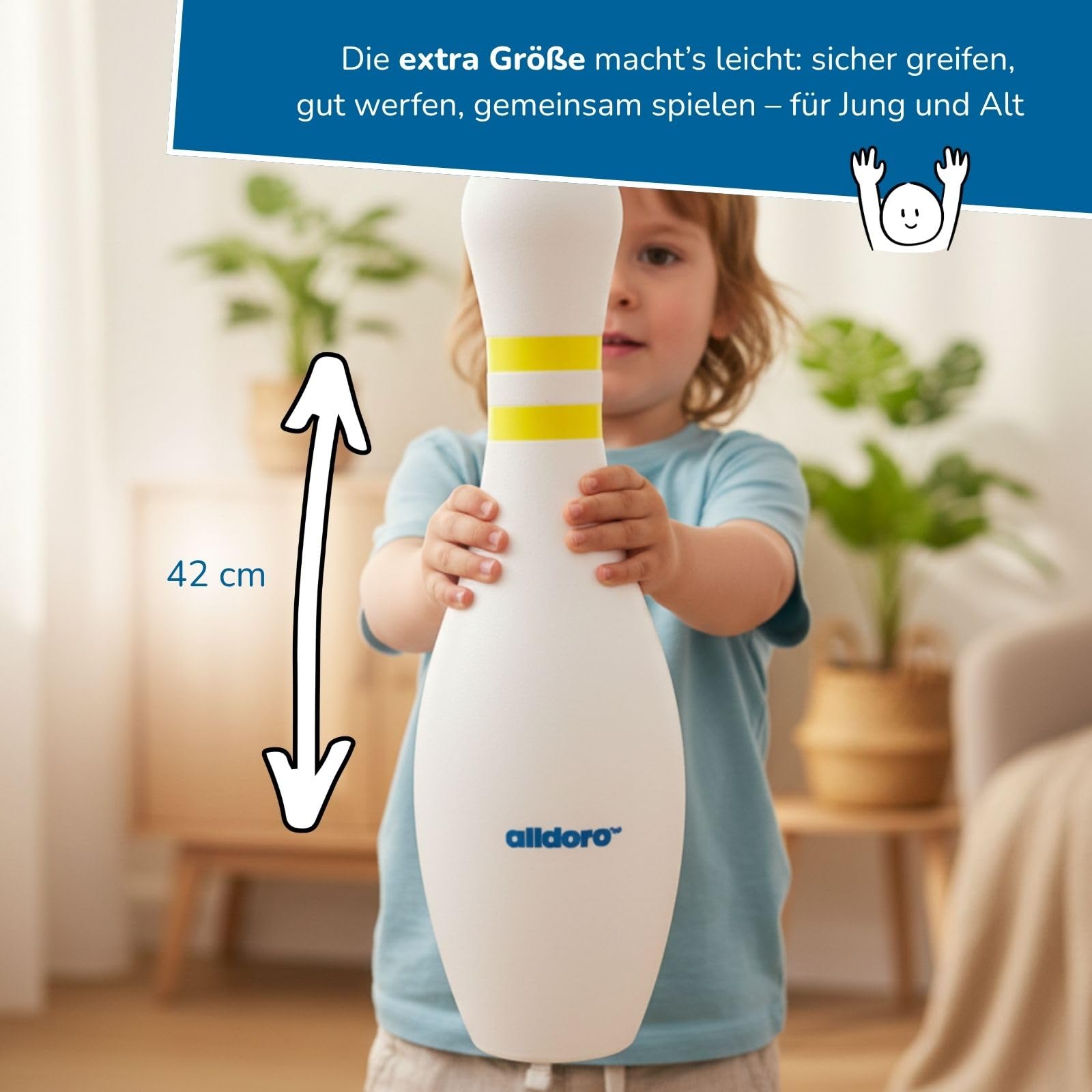 alldoro-bowling-set-f-r-kinder-xxl-6-pins-42-cm-mit-kugel-5-party-spiele image 5