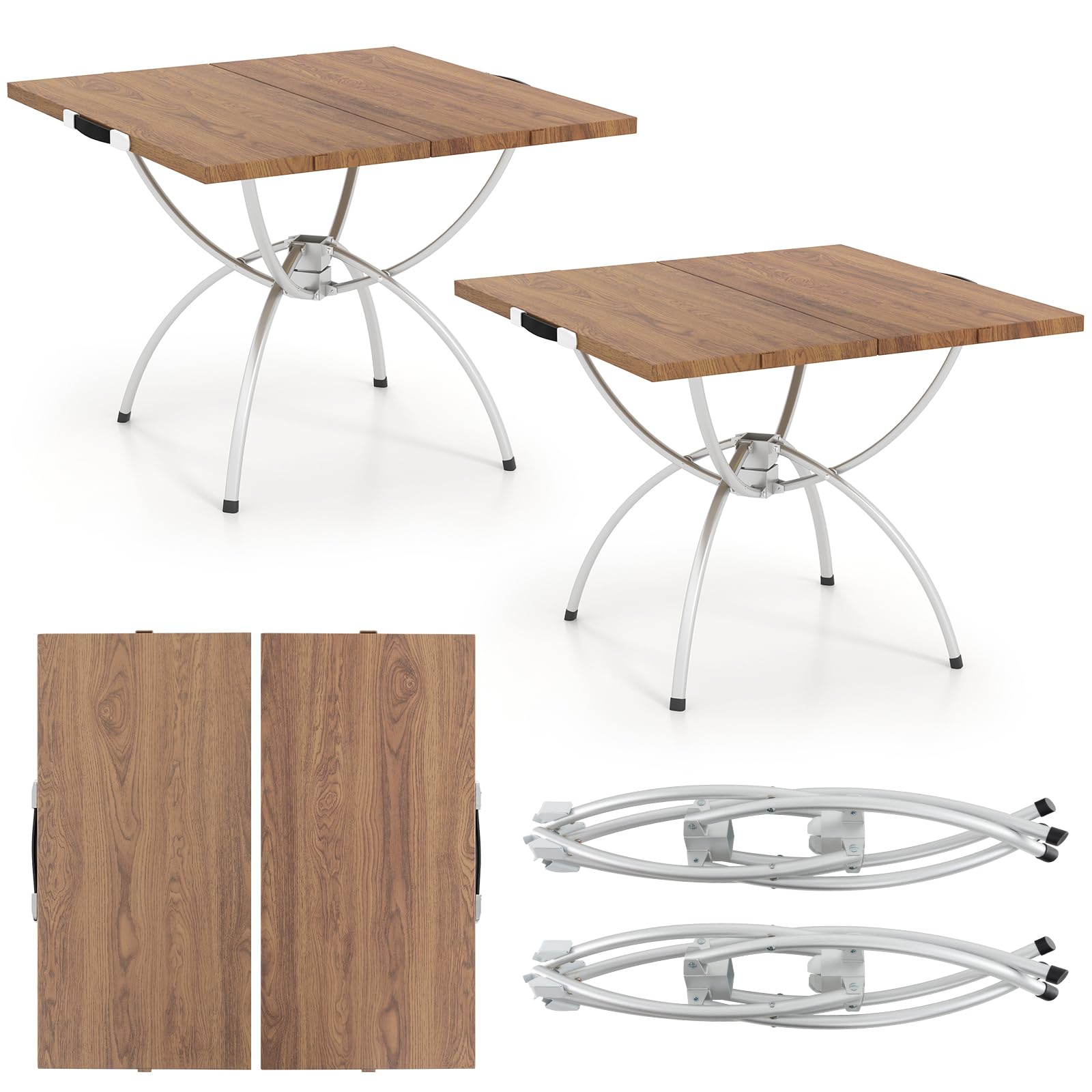 komfotteu-campingtisch-2-in-1-ausziehbar-120x60-cm-alu-holz image 8