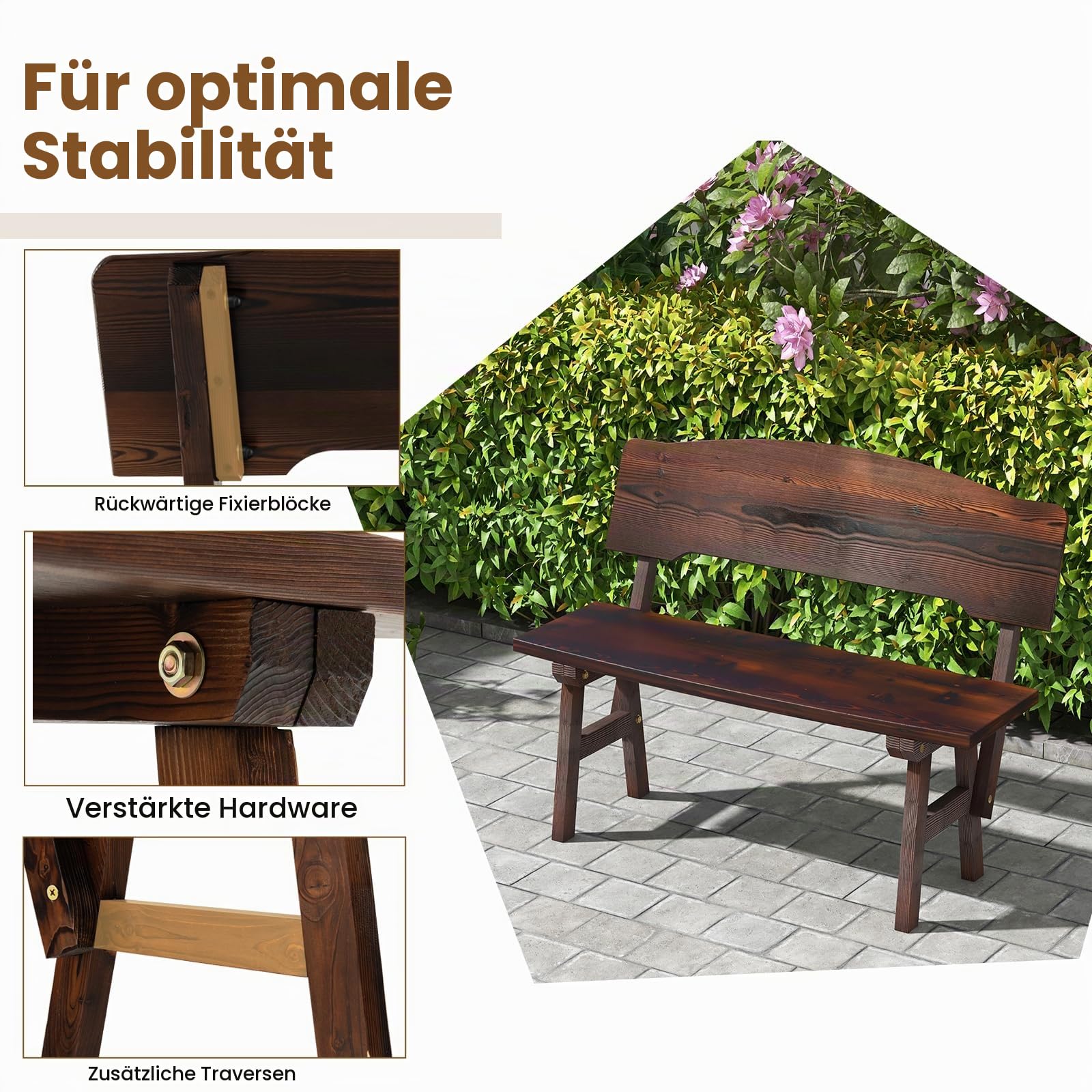 komfotteu-gartenbank-holz-wetterfest-parkbank-fichte-belastbar-bis-325-kg image 5