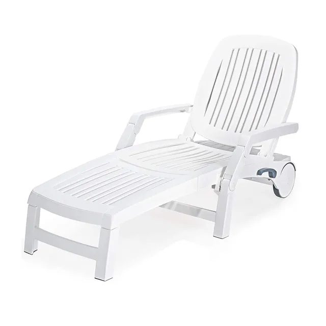 komfotteu-sonnenliege-klappbar-wei-gartenliege-pp-mit-rollen-5-fach-lehne-bis-15 image 1