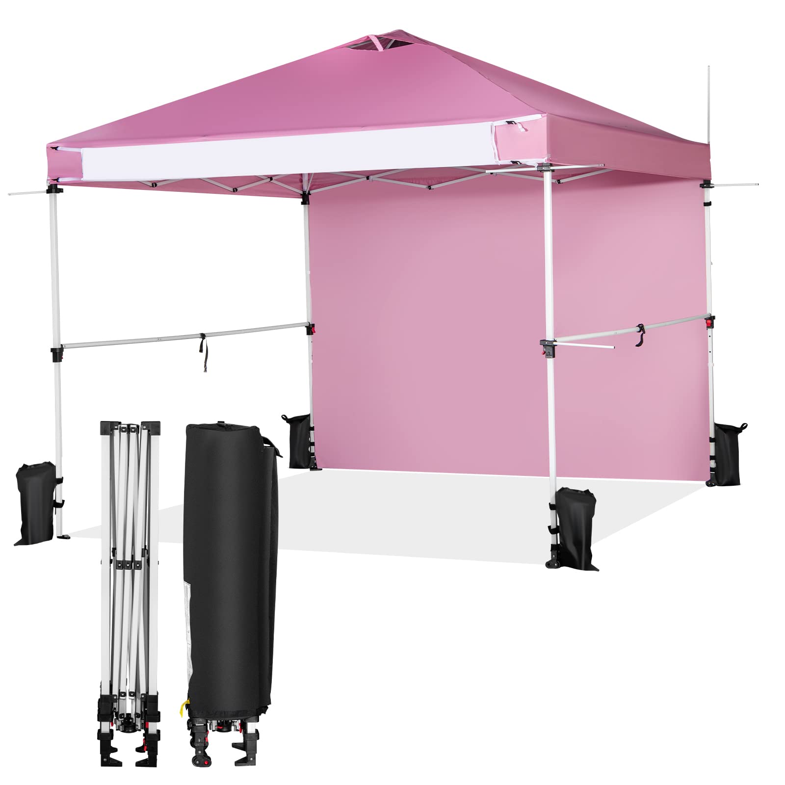 komfotteu-faltpavillon-3x3-m-h-henverstellbar-rosa-mit-seitenw-nden image 2