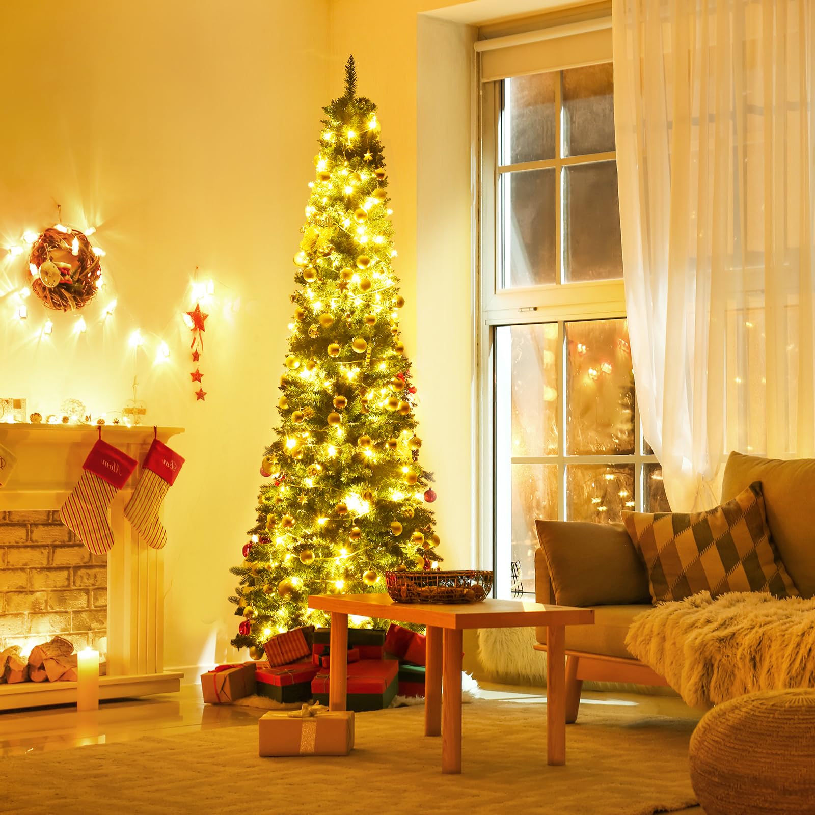 komfotteu-k-nstlicher-weihnachtsbaum-mit-1000-zweigspitzen-und-metallst-nder image 2