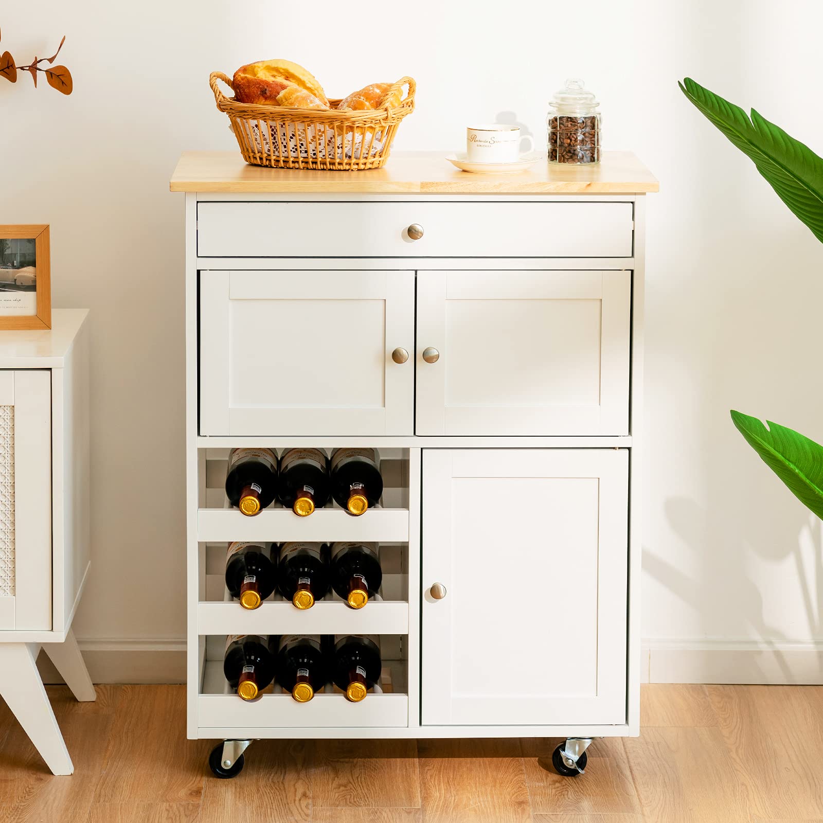komfotteu-k-chenwagen-mit-weinregal-und-2-schr-nken-k-cheninsel-wei image 2