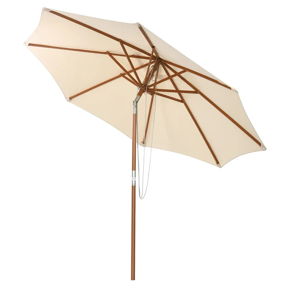 komfotteu-sonnenschirm-knickbar-270-300-cm-holz-mit-8-streben image 1