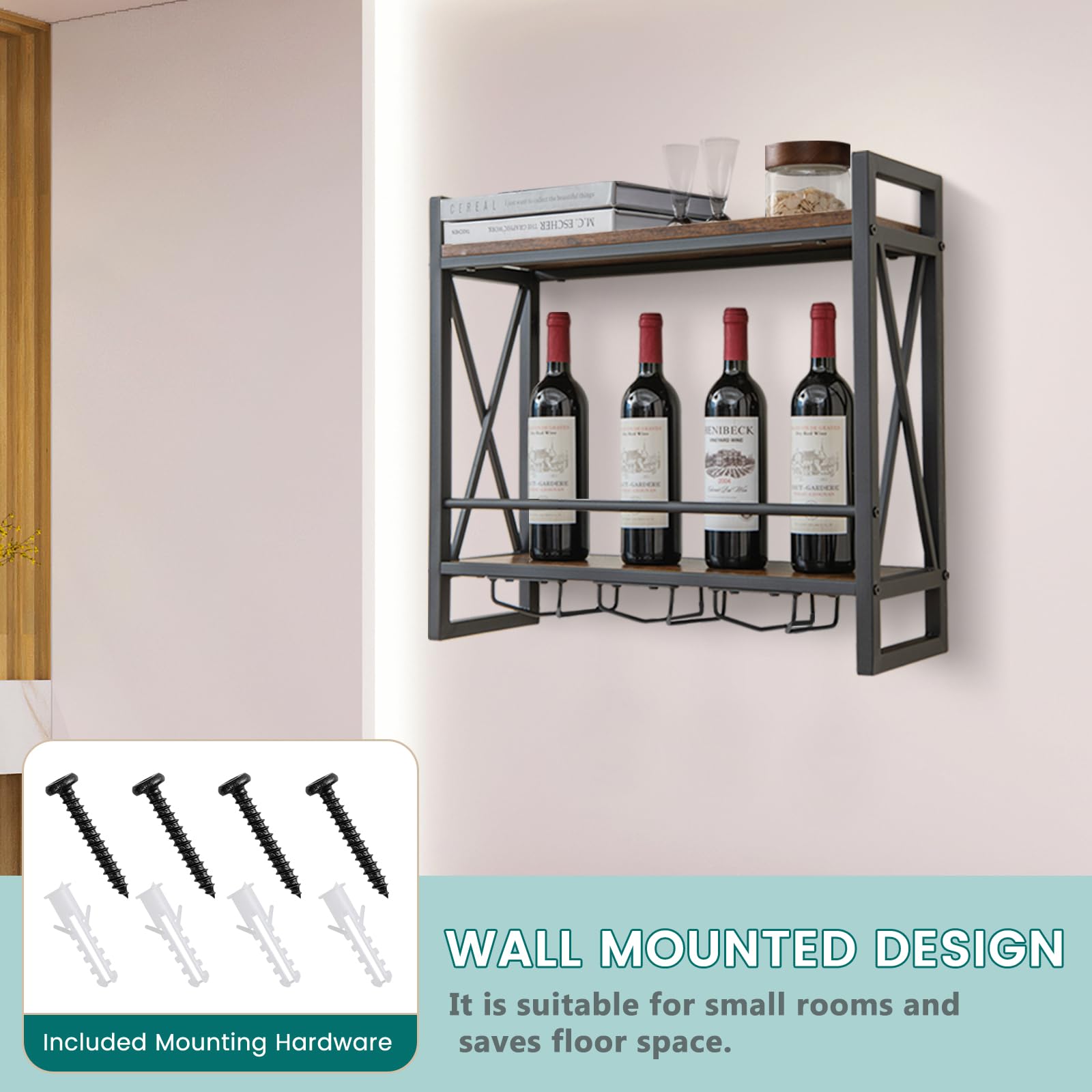 komfotteu-weinregal-wand-mit-metallrahmen-60-x-20-x-55-cm image 6