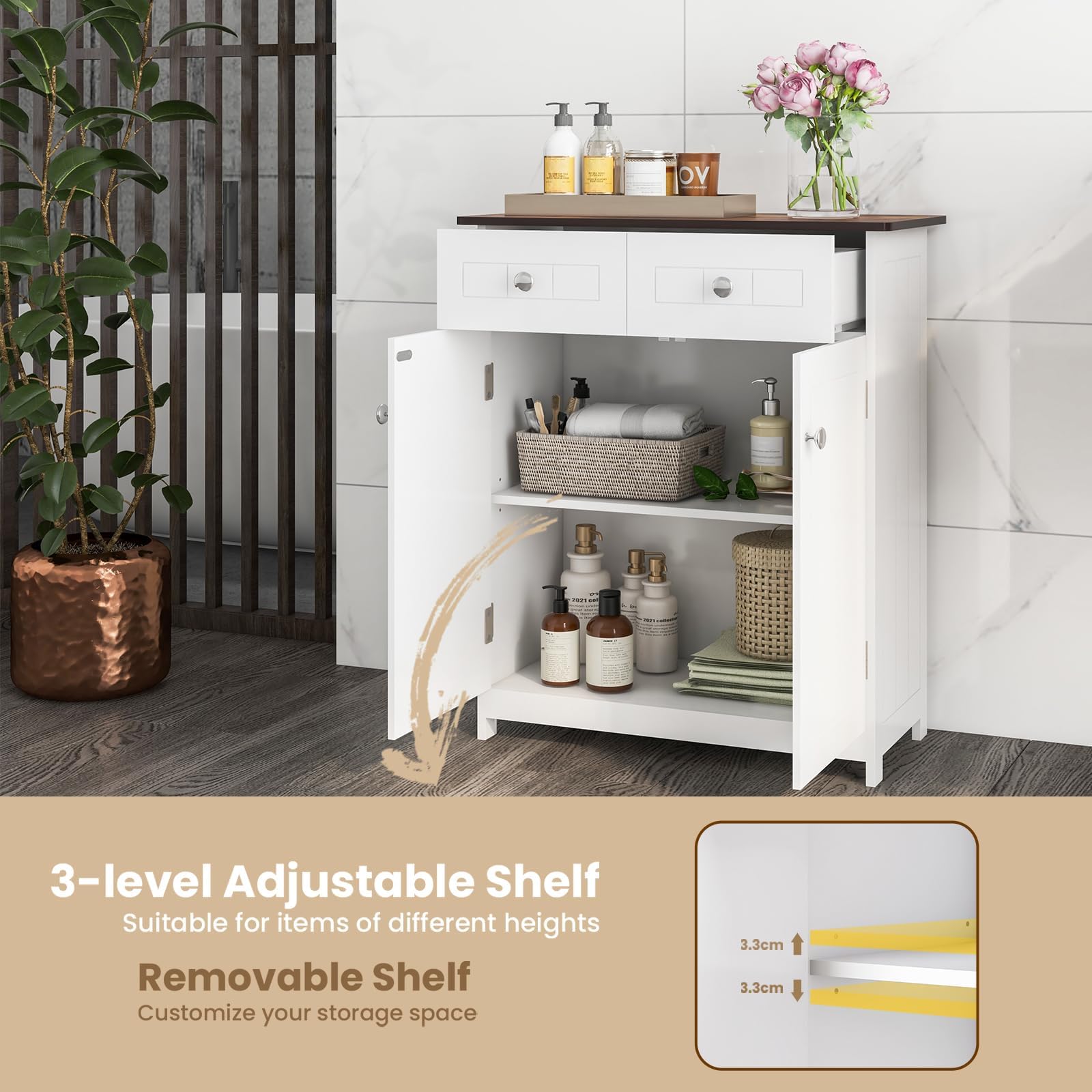 komfotteu-badzimmerschrank-wei-60x30x75-cm-mit-2-schubladen-2-t-ren-verstellbare image 3