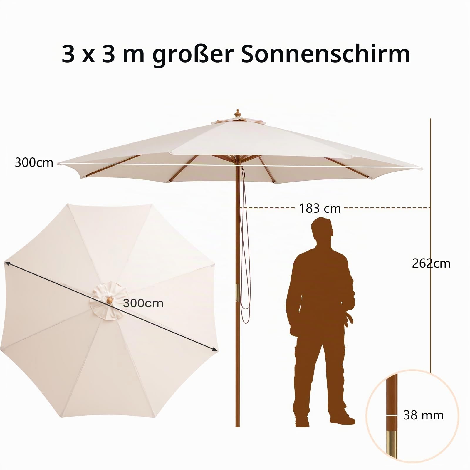 komfotteu-sonnenschirm-300-cm-rund-klappbar-f-r-balkon-garten-strand image 6