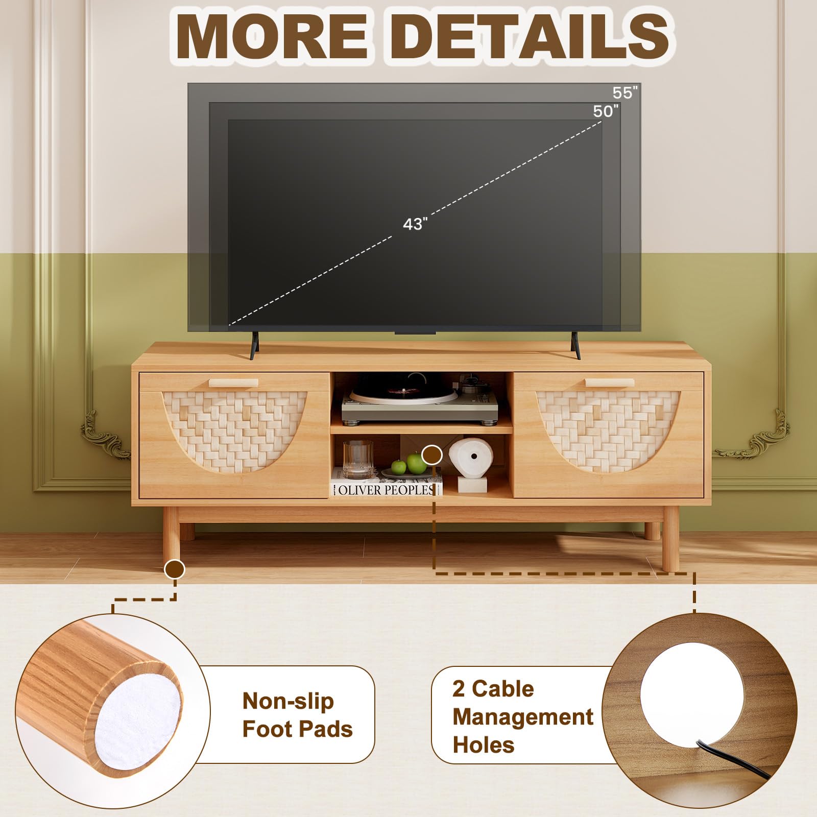 komfotteu-fernsehtisch-tv-schrank-holz-120x35x45-5-cm-f-r-tv-bis-55-zoll-mit-bam image 4