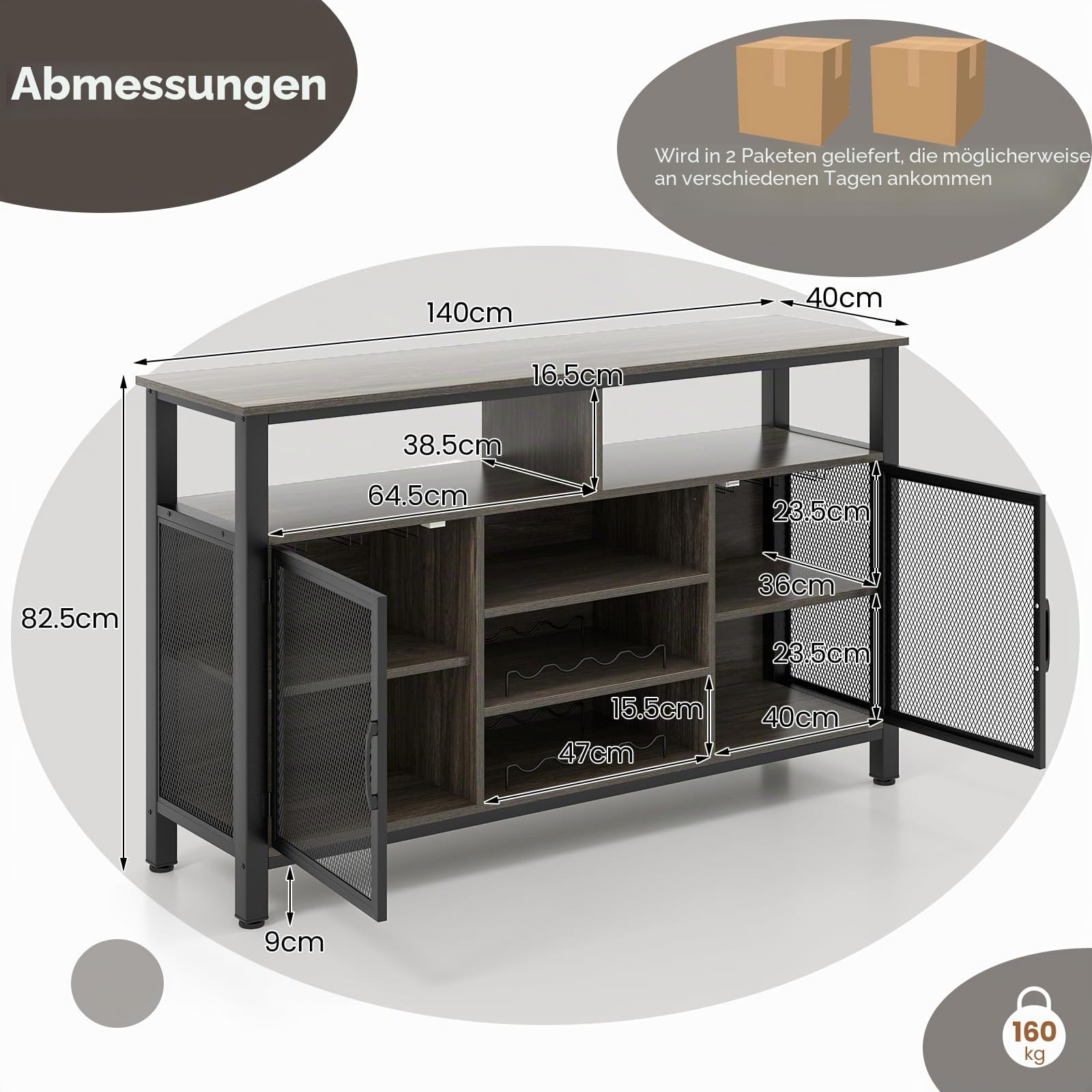 komfotteu-sideboard-k-chenschrank-100x40x78-cm-grau-mit-flaschen-glashalter image 3