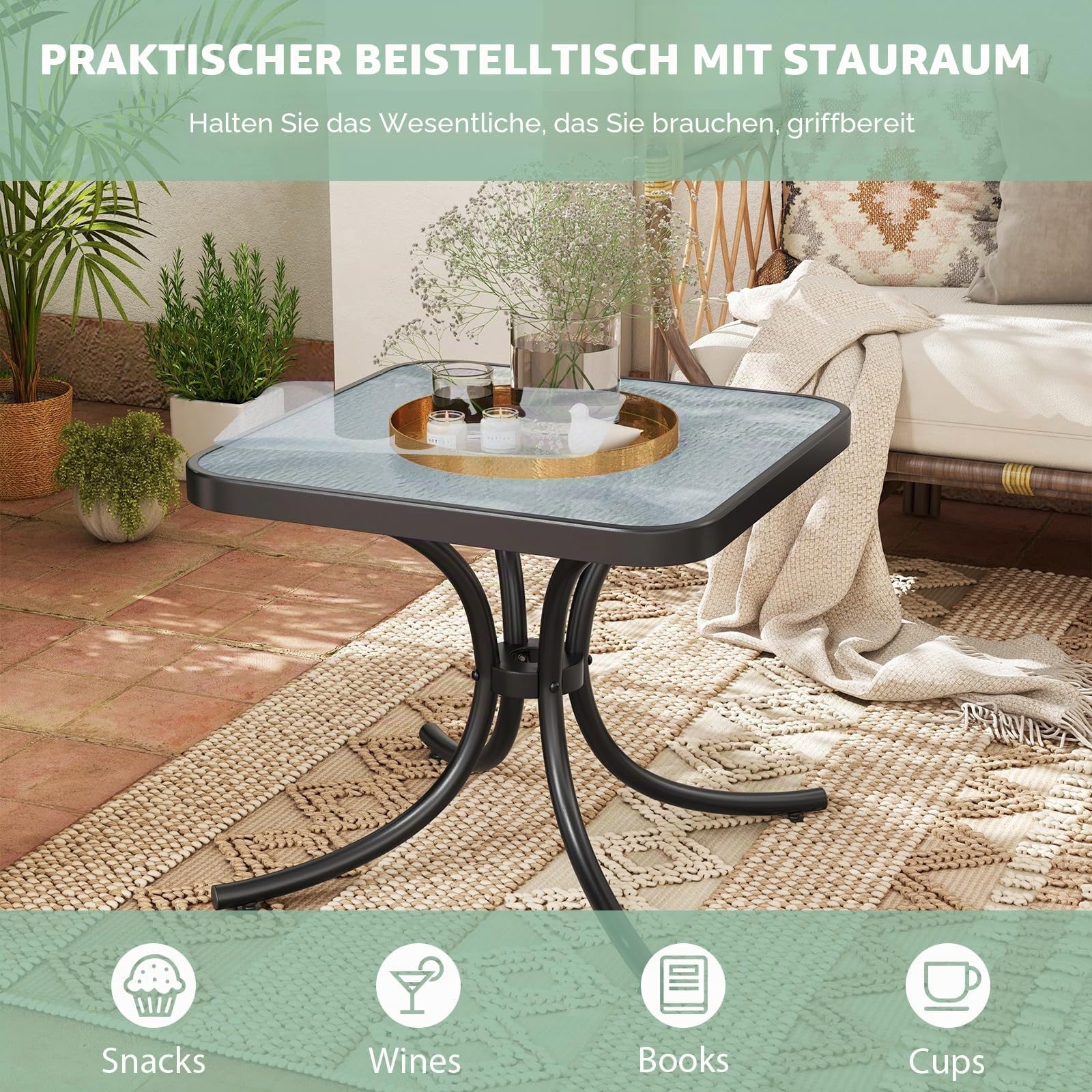 komfotteu-gartentisch-beistelltisch-glas-50x50x45-cm-metall-wetterfest image 6