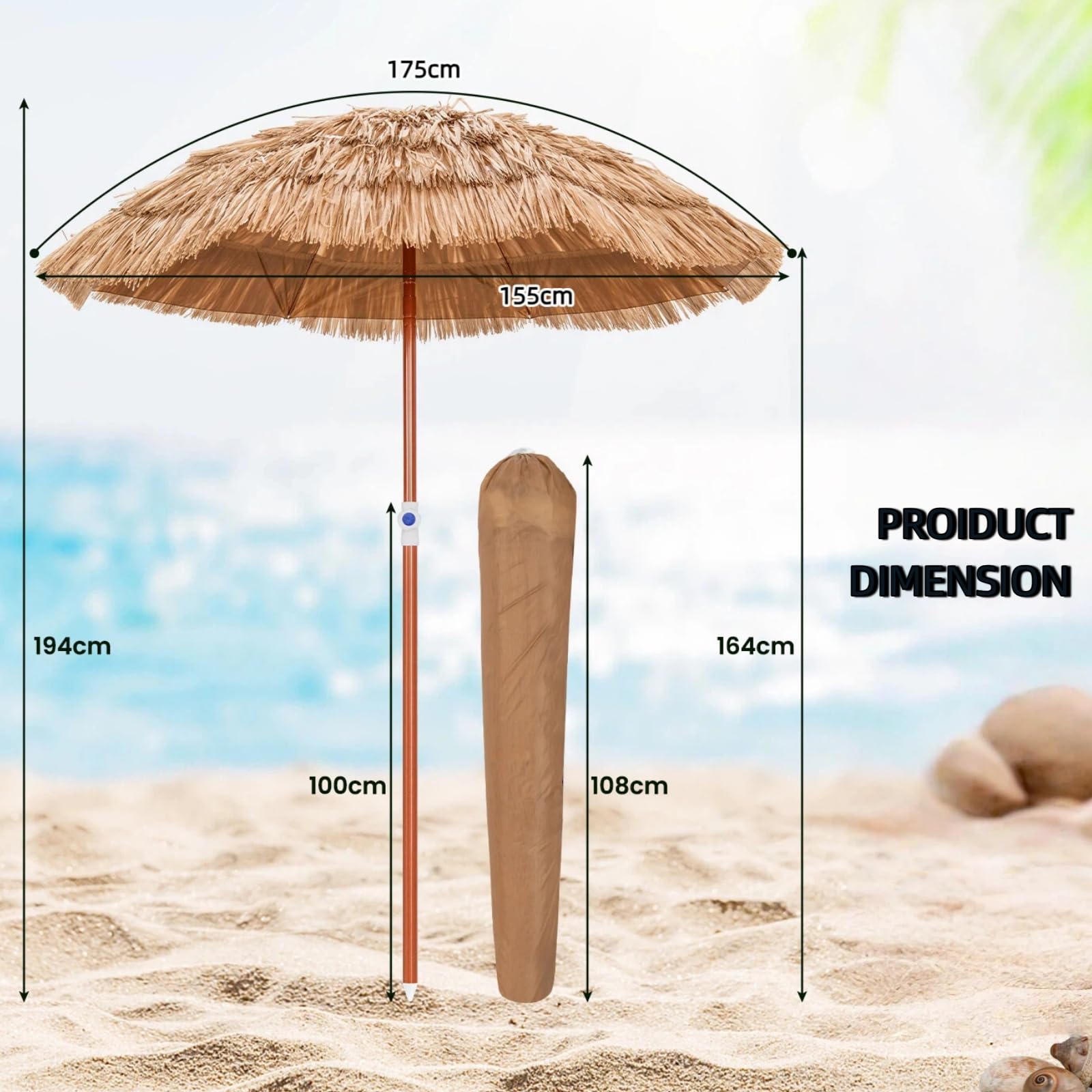 komfotteu-sonnenschirm-hawaii-155-cm-knickbar-h-henverstellbar-mit-tragetasche image 6