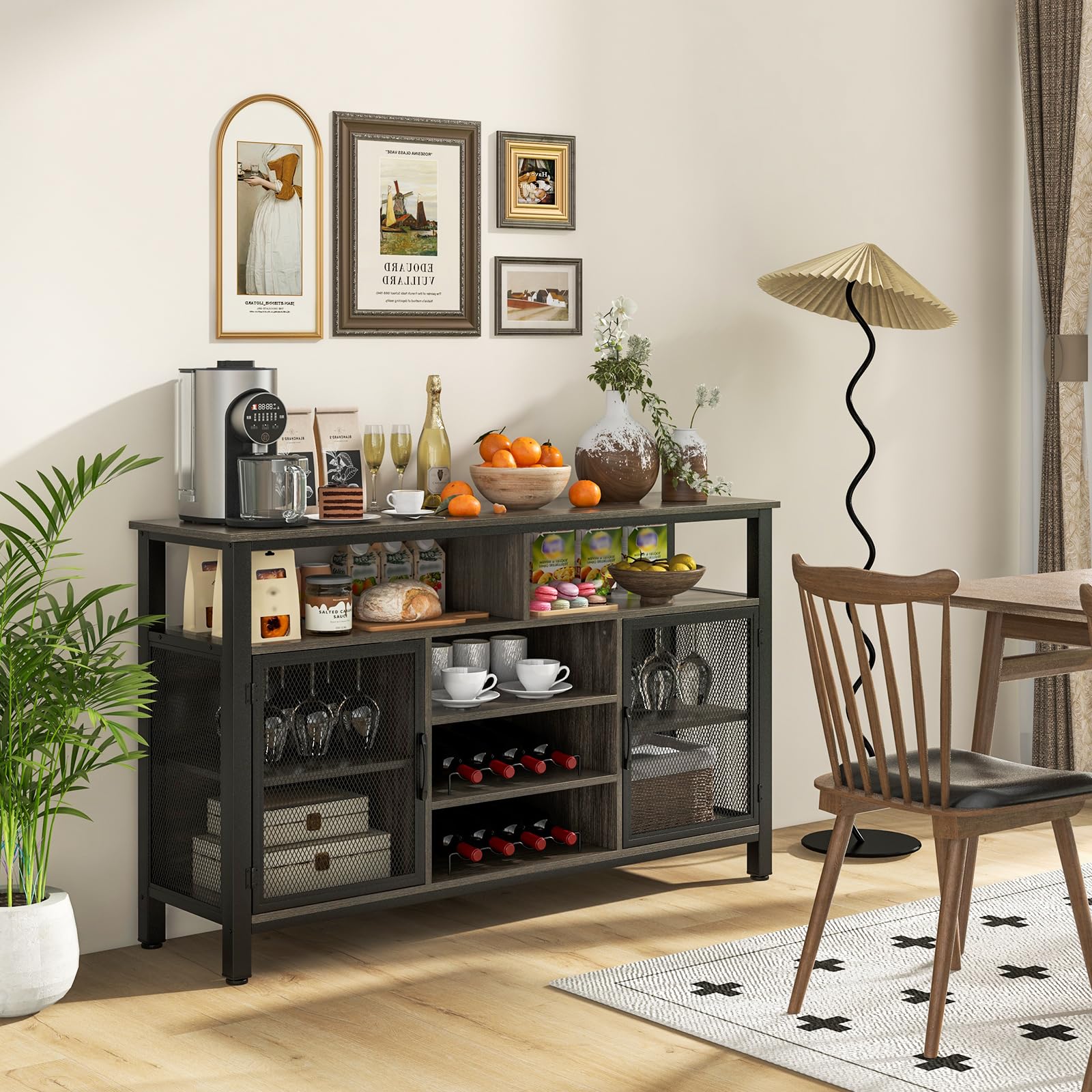 komfotteu-sideboard-k-chenschrank-100x40x78-cm-grau-mit-flaschen-glashalter image 7