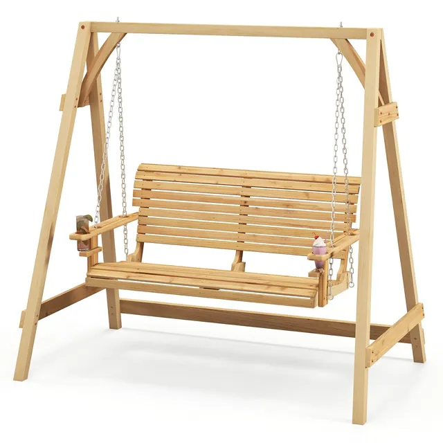 komfotteu-hollywoodschaukel-holz-2-sitzer-125x49-cm-bis-240-kg-natur image 1