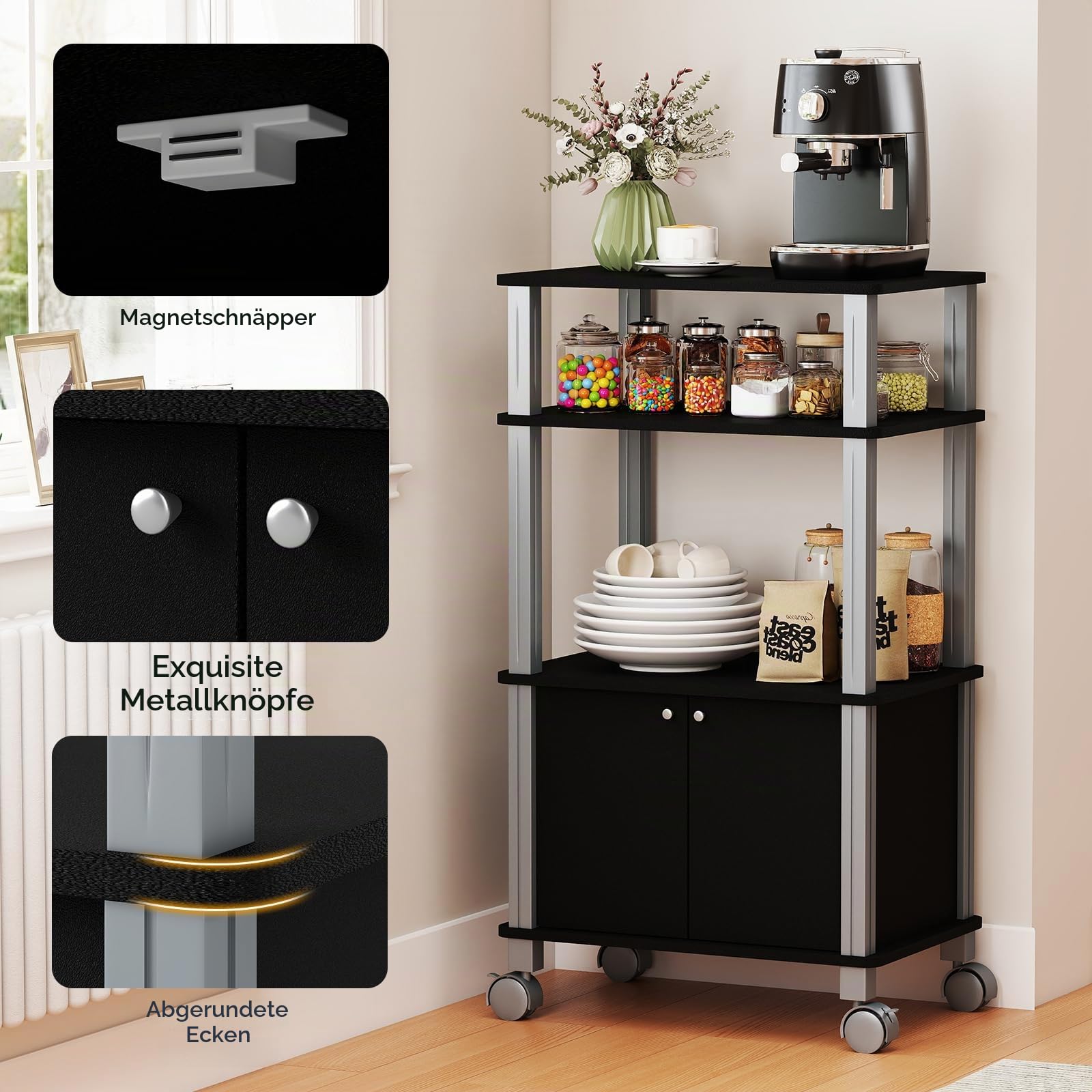 komfotteu-k-chenwagen-mit-3-ebenen-schrank-mit-t-r-und-rollen-60-x-40-x-98-cm-sc image 3