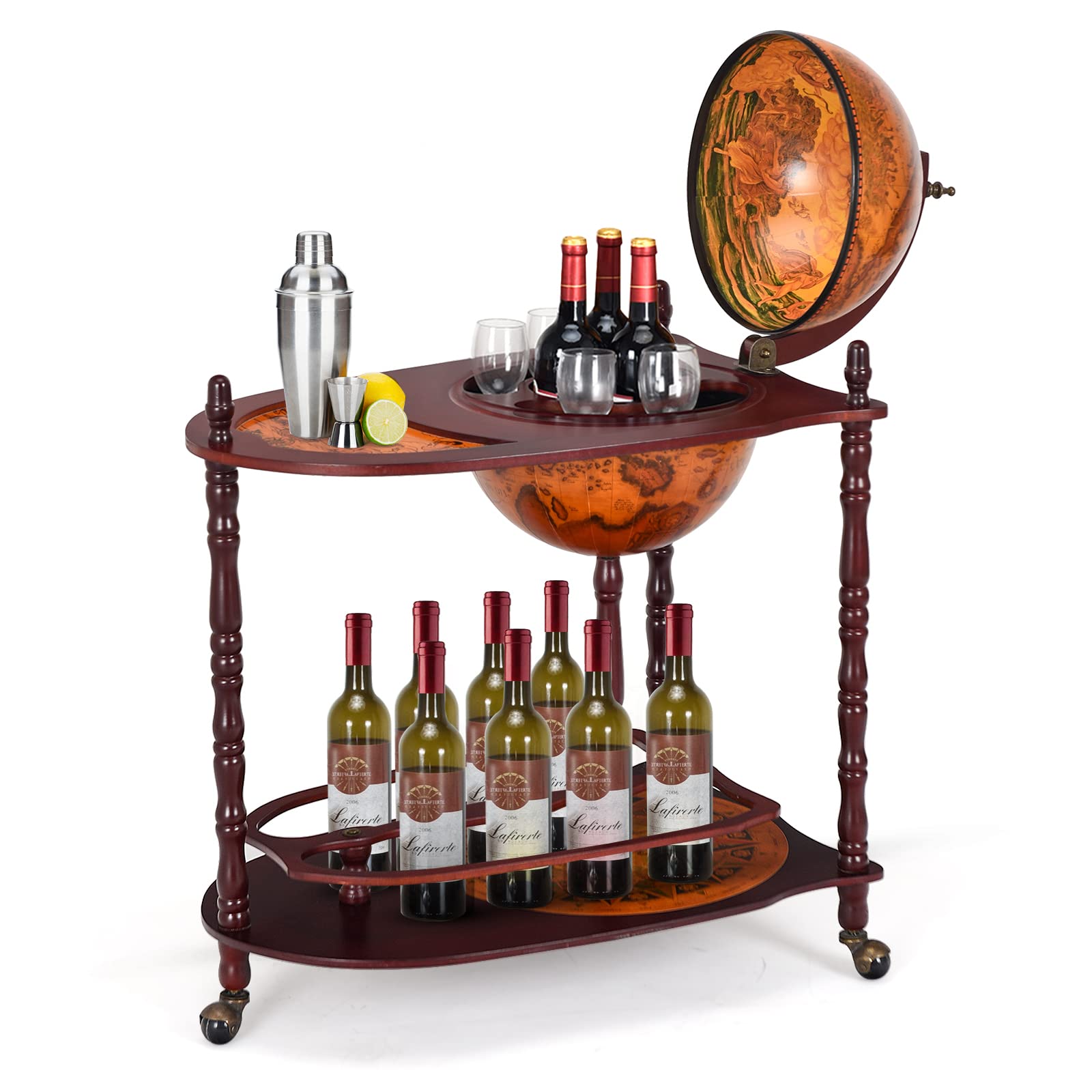 komfotteu-globus-bar-barwagen-minibar-mit-rollen-70x45x88cm-braun image 1
