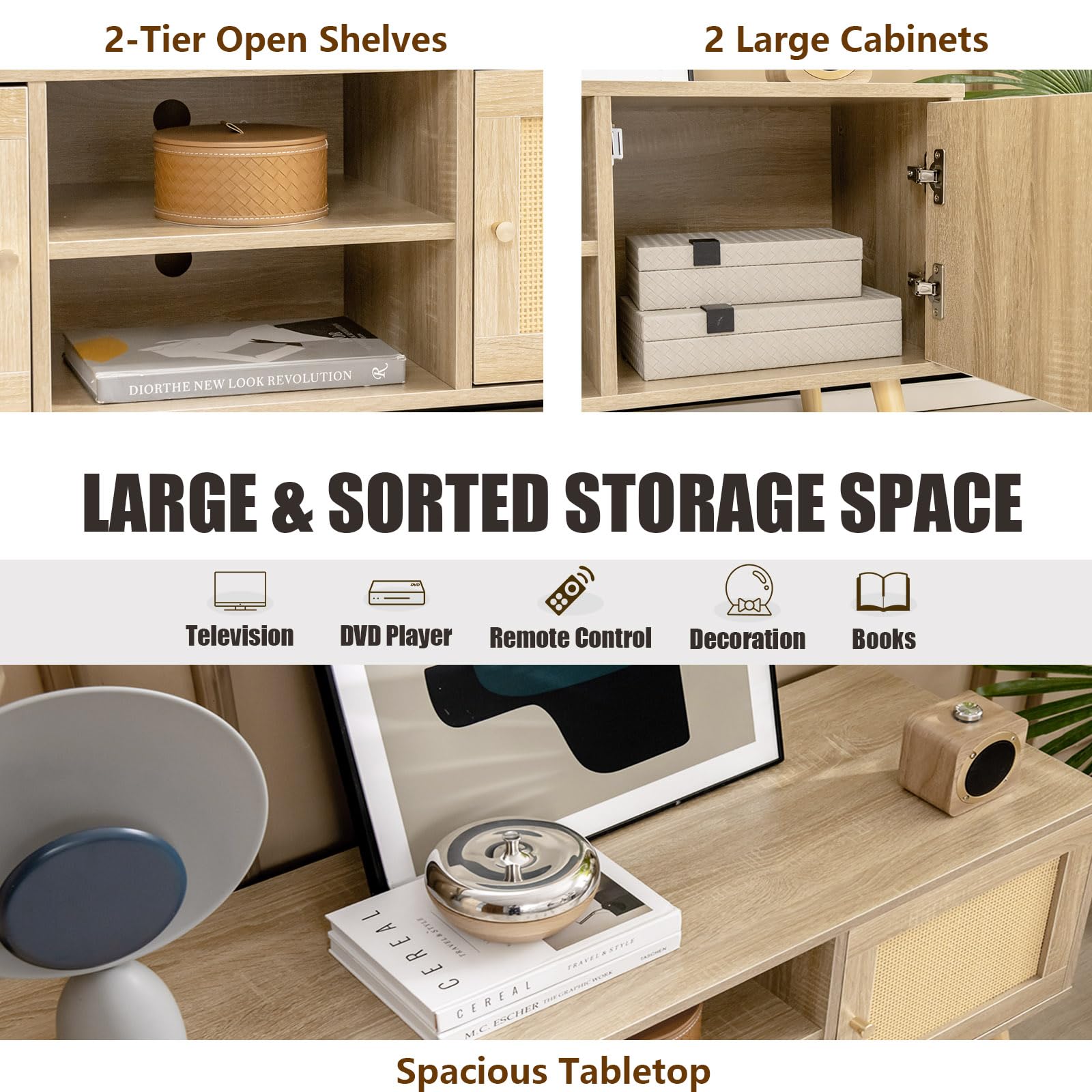 komfotteu-tv-bank-holz-120-cm-f-r-55-zoll-mit-rattan-schr-nken-natur image 4