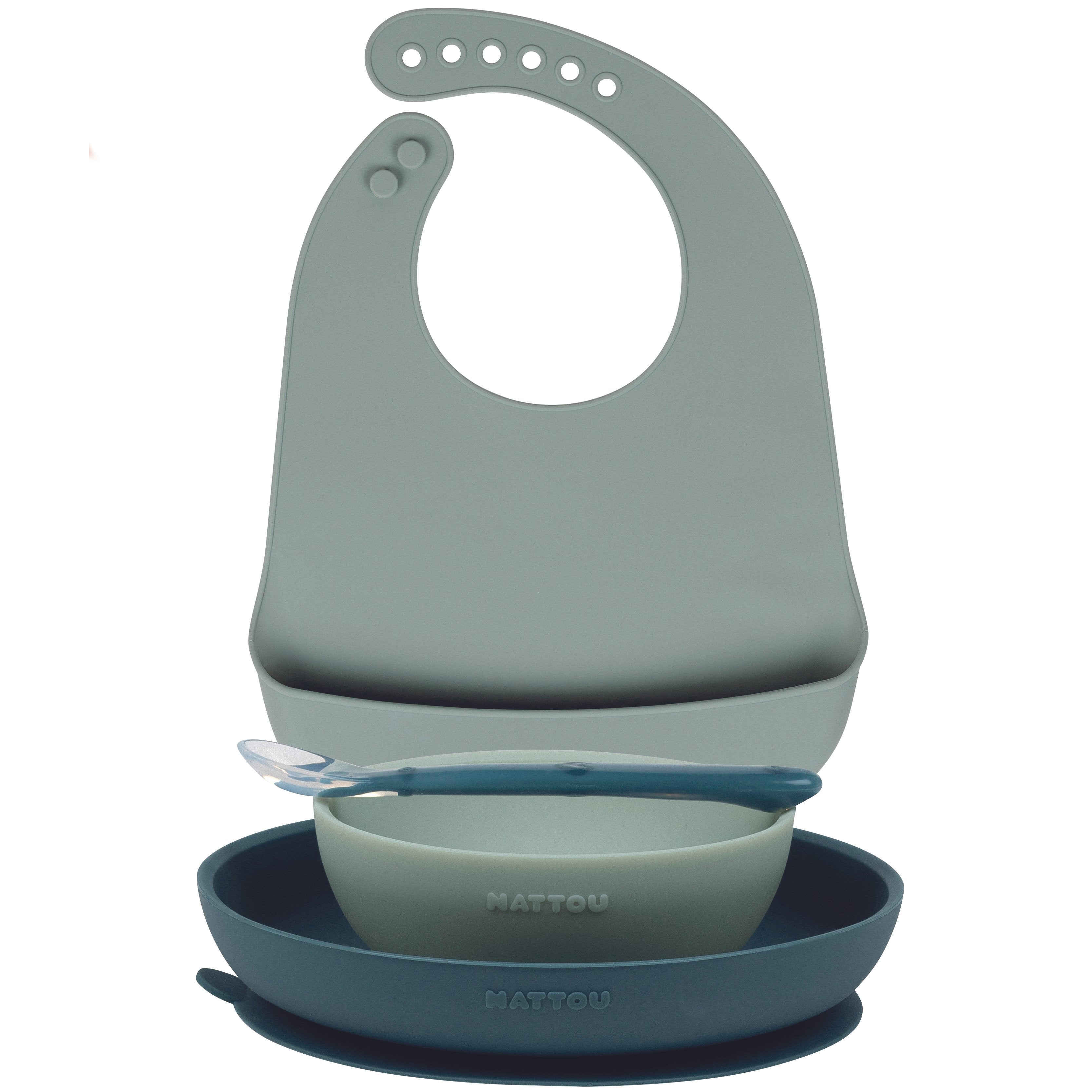 nattou-teddy-geschirr-set-kind-4-teilig-silikon-mit-l-tzchen image 1
