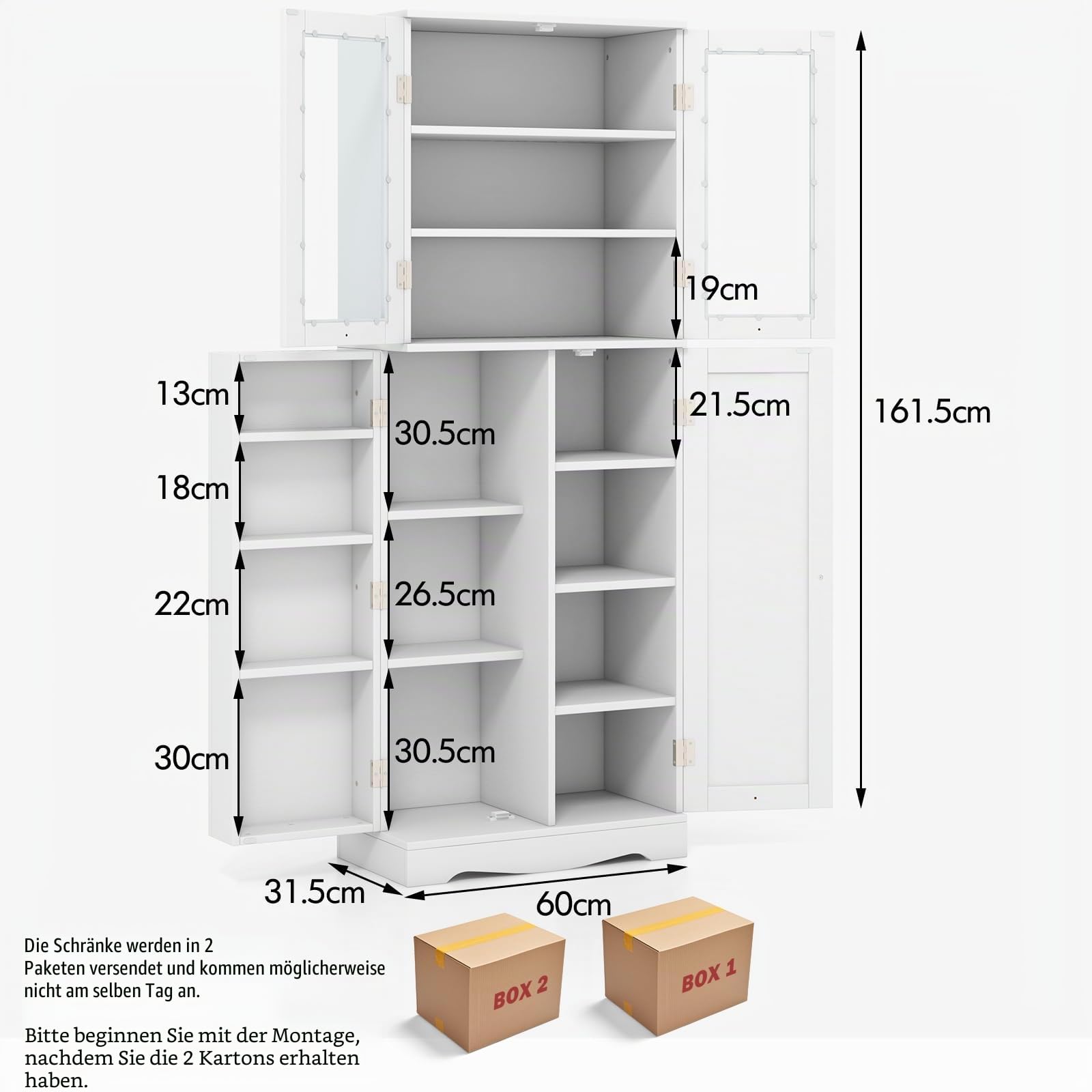 komfotteu-hochschrank-vitrinenschrank-wei-60x31-5x161-5-cm-mit-glast-r image 3