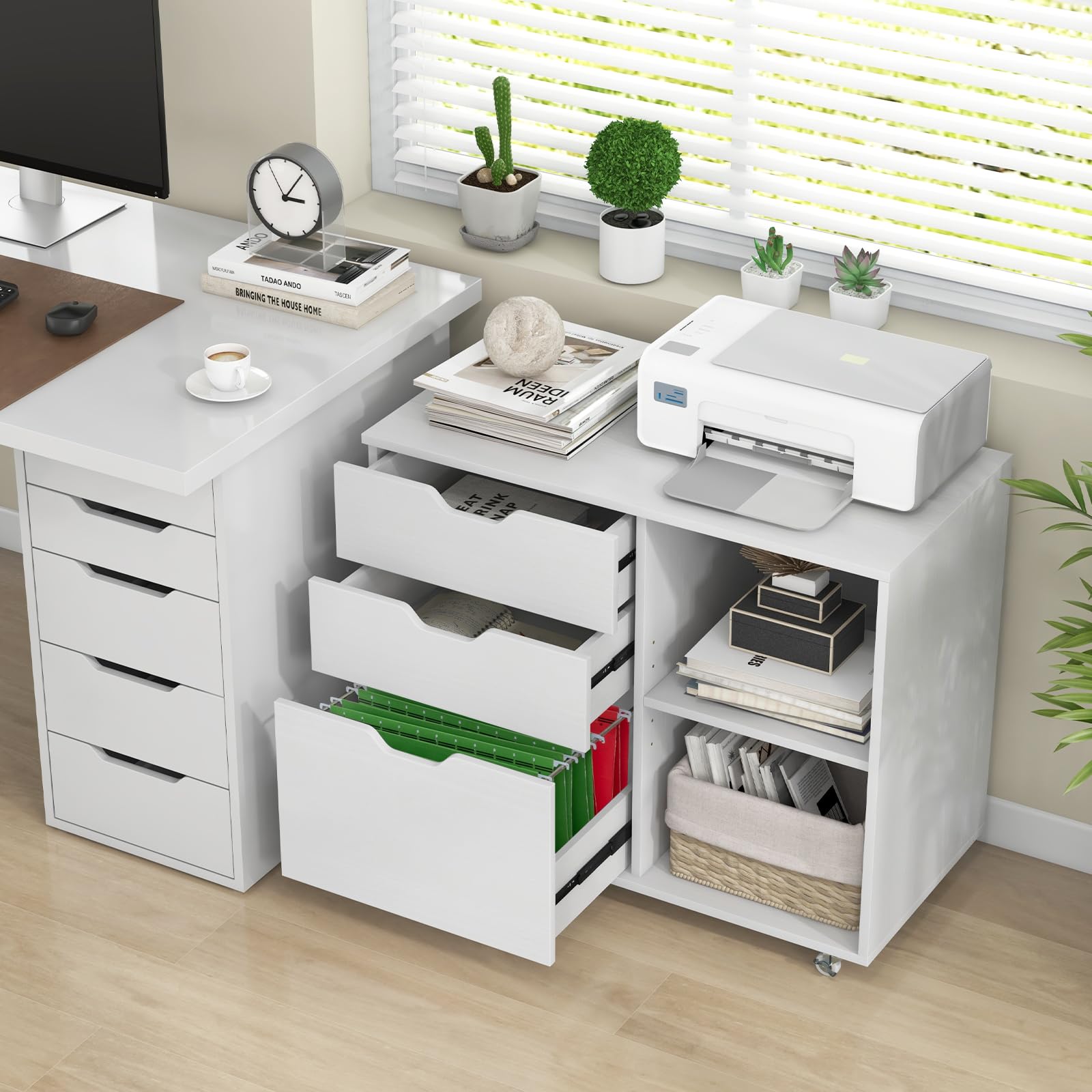 komfotteu-rollcontainer-3-schubladen-mit-regal-wei image 2