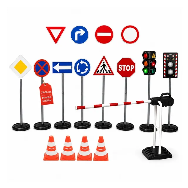 alldoro-xxl-verkehrsset-mit-10-schildern-ampel-schranke-blitzer-pylonen image 1