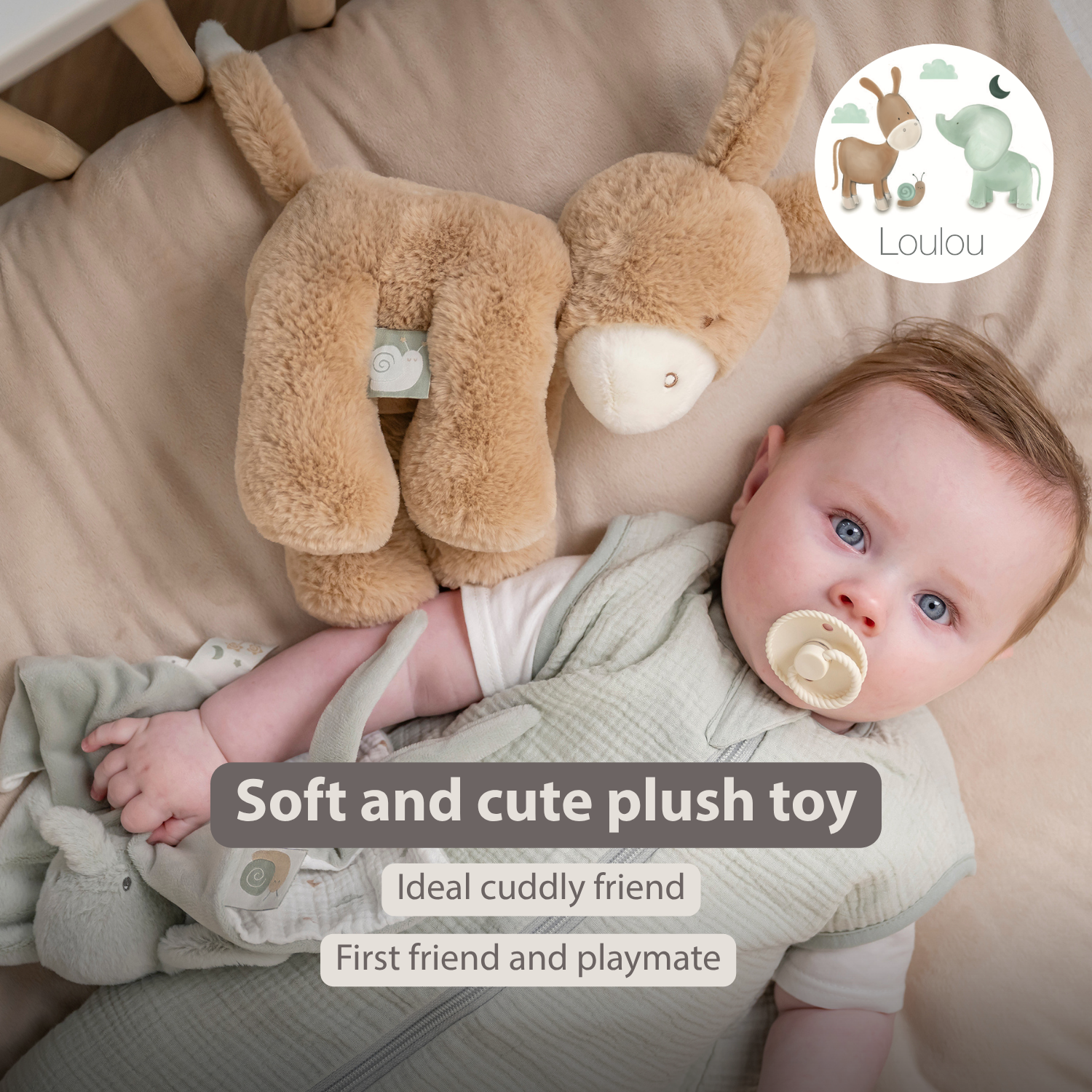 nattou-loulou-kuscheltier-esel-30-cm-karamell image 2
