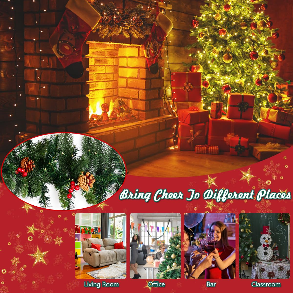 komfotteu-weihnachtsgirlande-270-cm-tannengirlande-mit-100-led image 5
