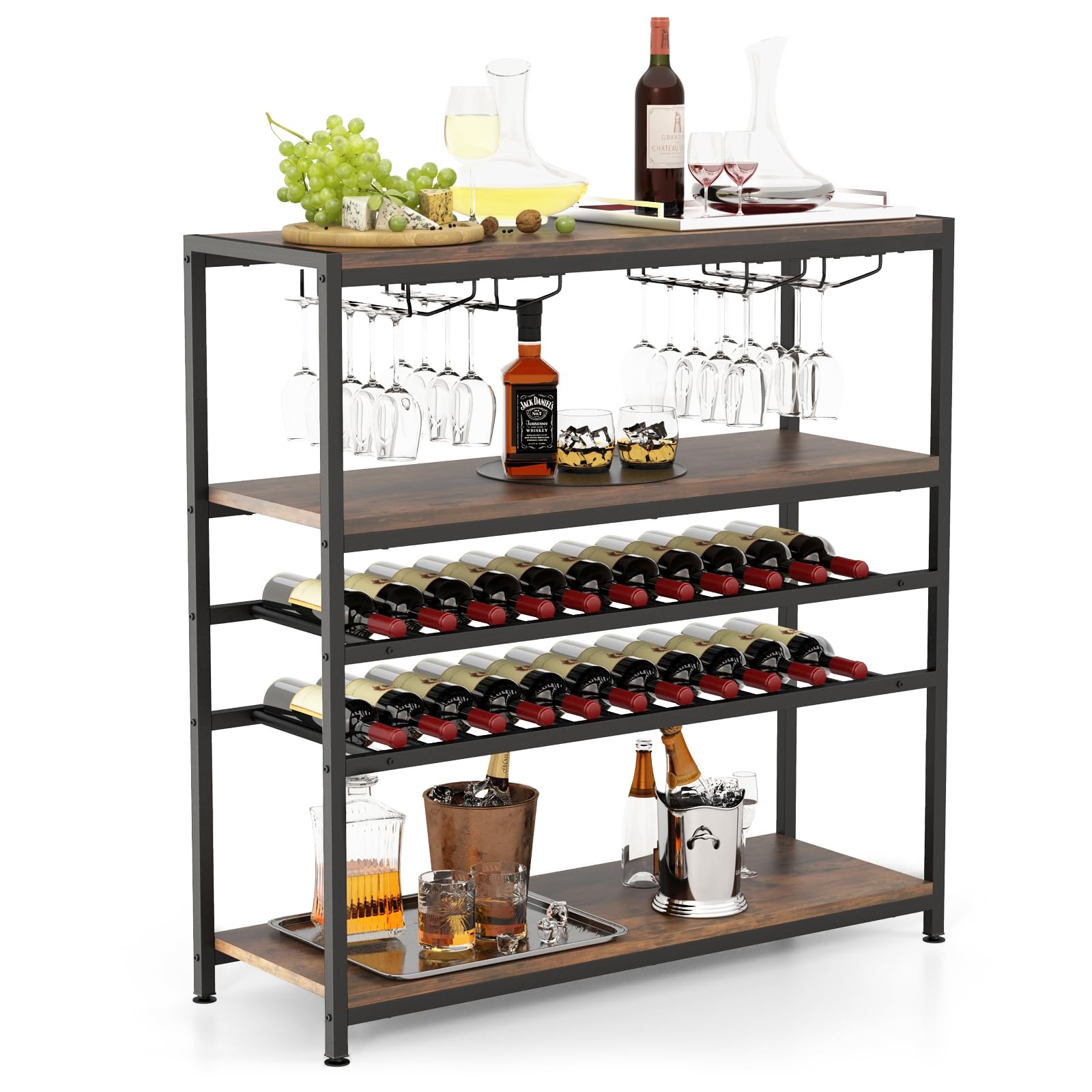 komfotteu-weinregal-f-r-22-flaschen-20-gl-ser-freistehend-metall-100-x-35-x-101- image 1
