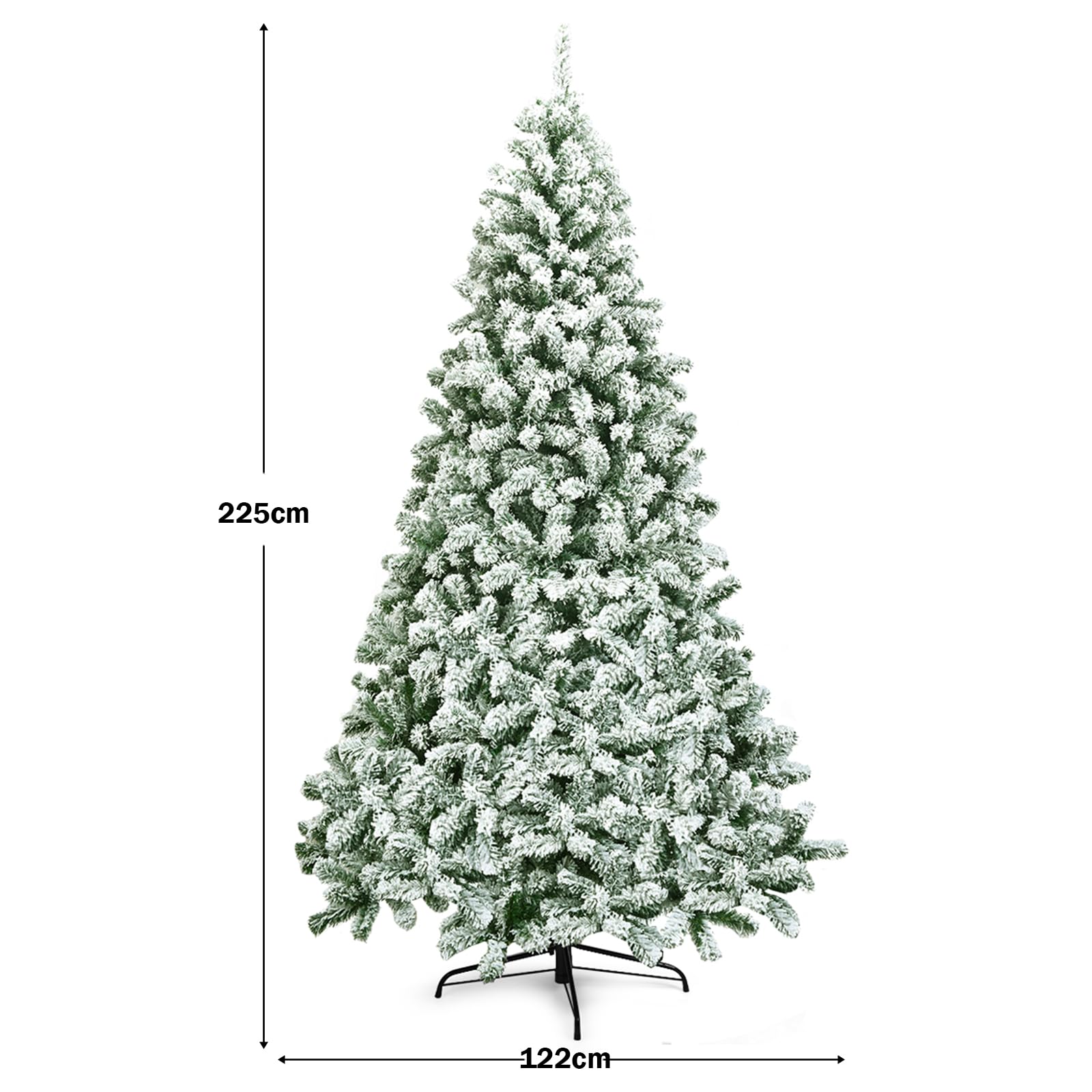 komfotteu-k-nstlicher-weihnachtsbaum-225-cm-mit-schneeflocken-und-metallbasis image 6
