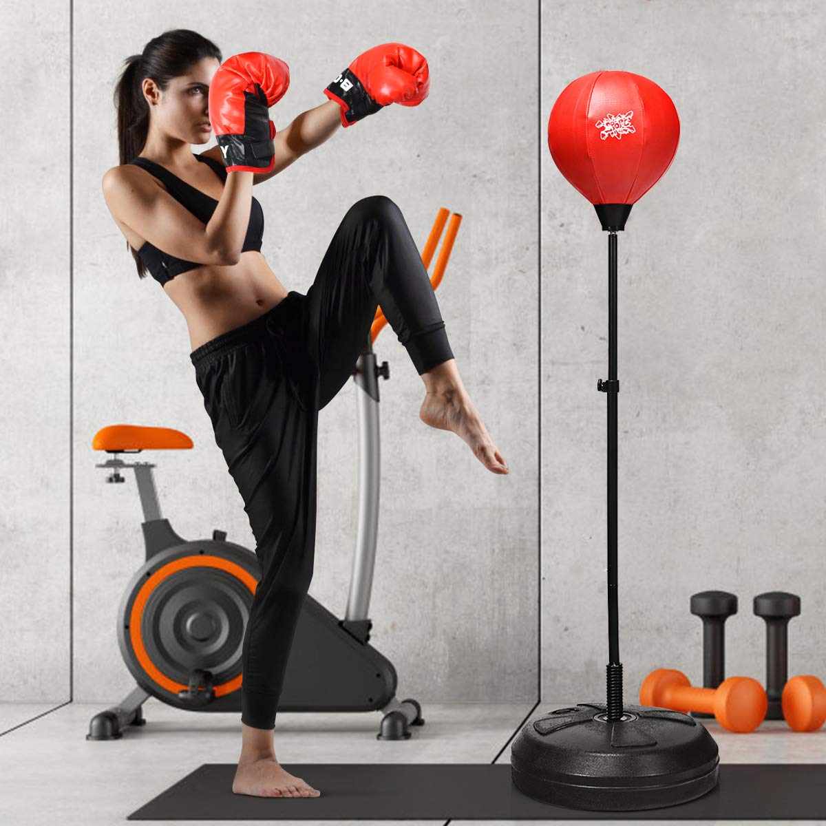 komfotteu-punchingball-standbox-set-h-henverstellbar-120-154-cm-mit-boxhandschuh image 2